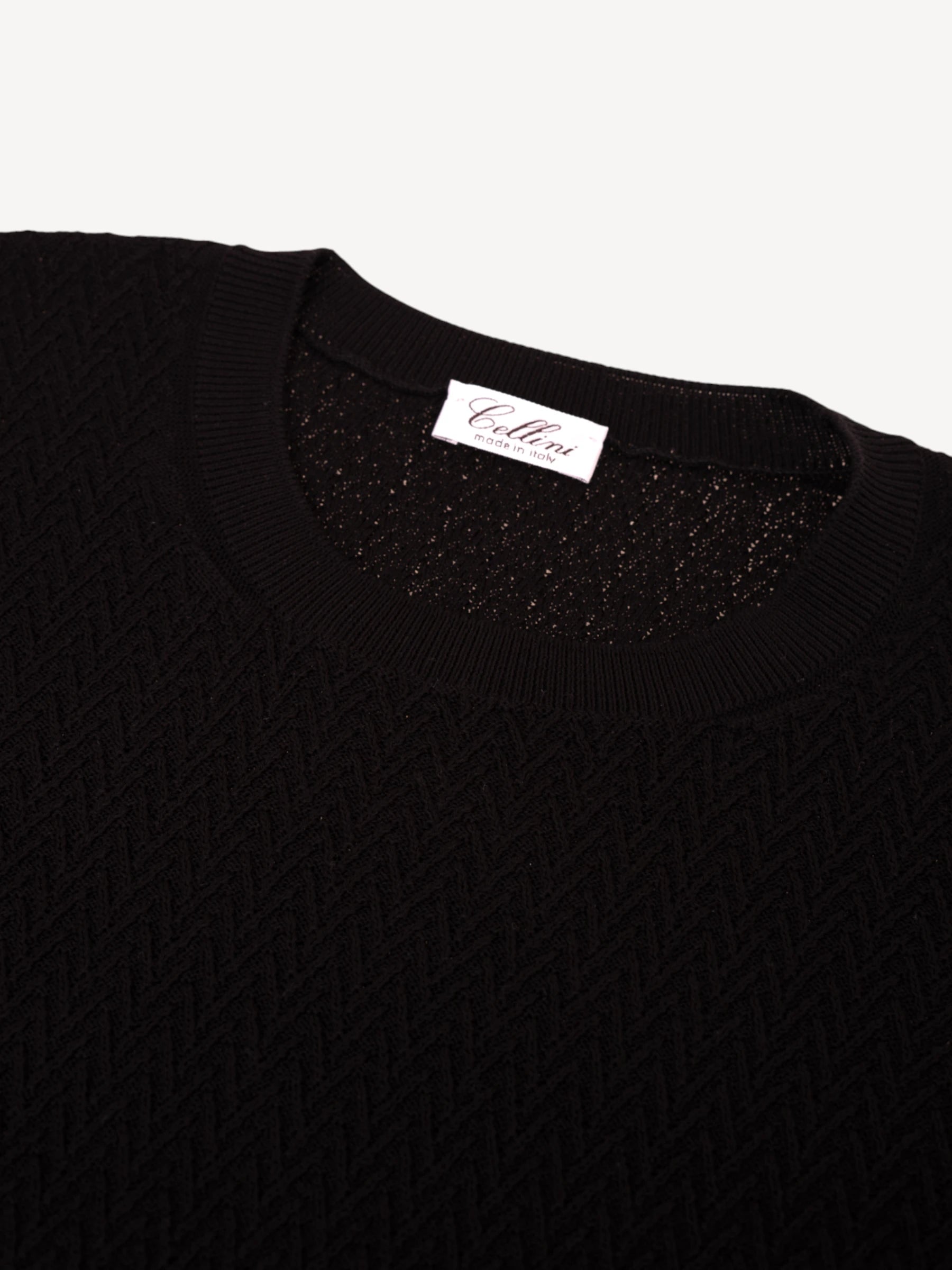 Visgraat T-Shirt - Zwart