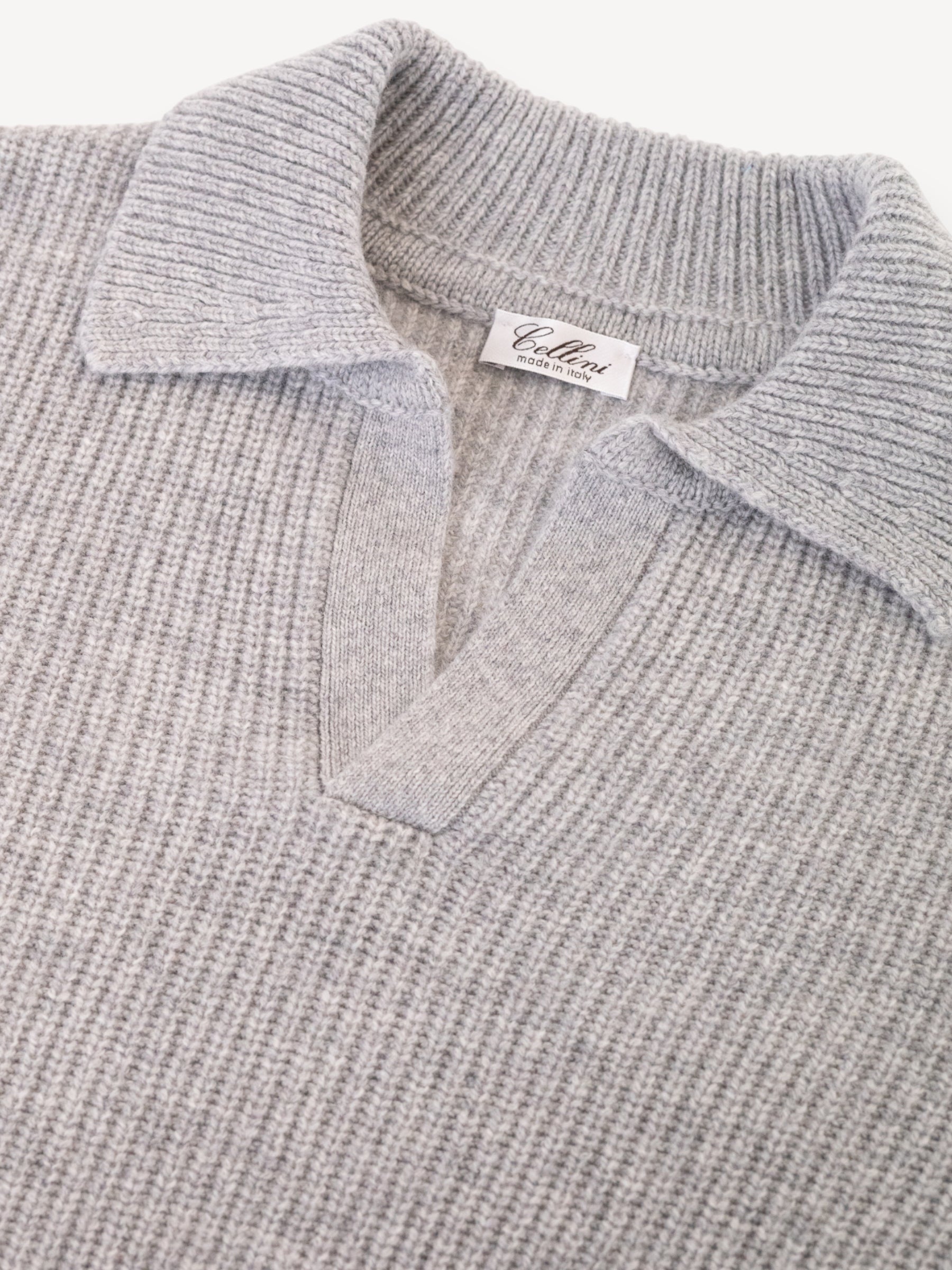 Rib Polo Sweater - Grijs