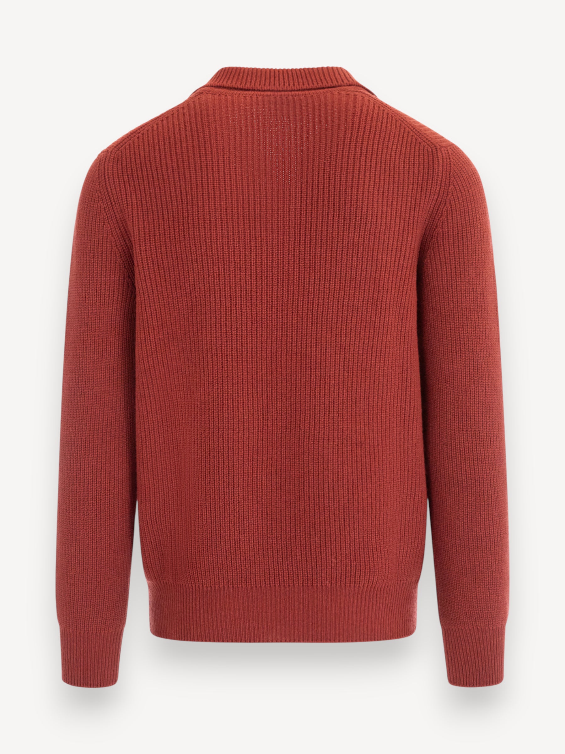 Rib Polo Sweater - Rood