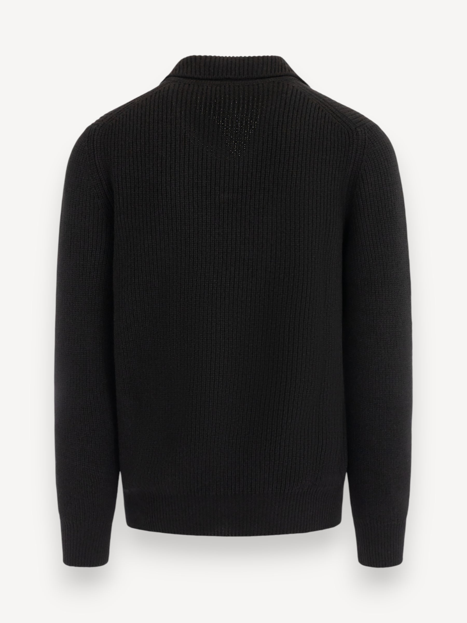 Rib Polo Sweater - Zwart