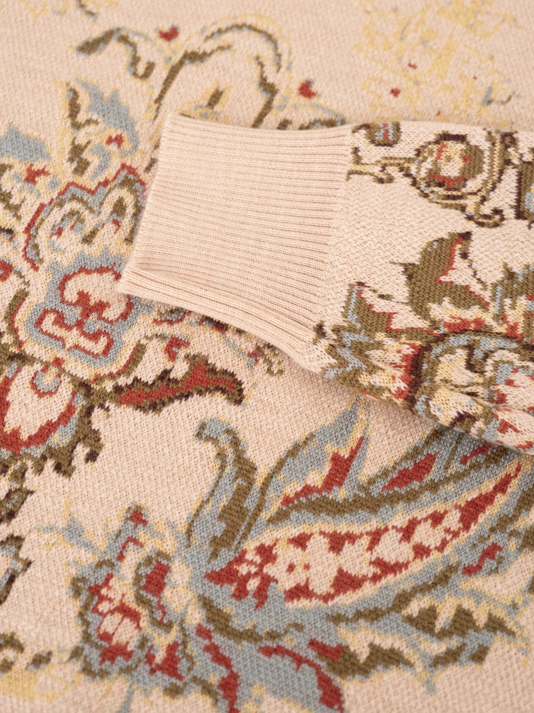 Wool Jacquard Sweater - Beige