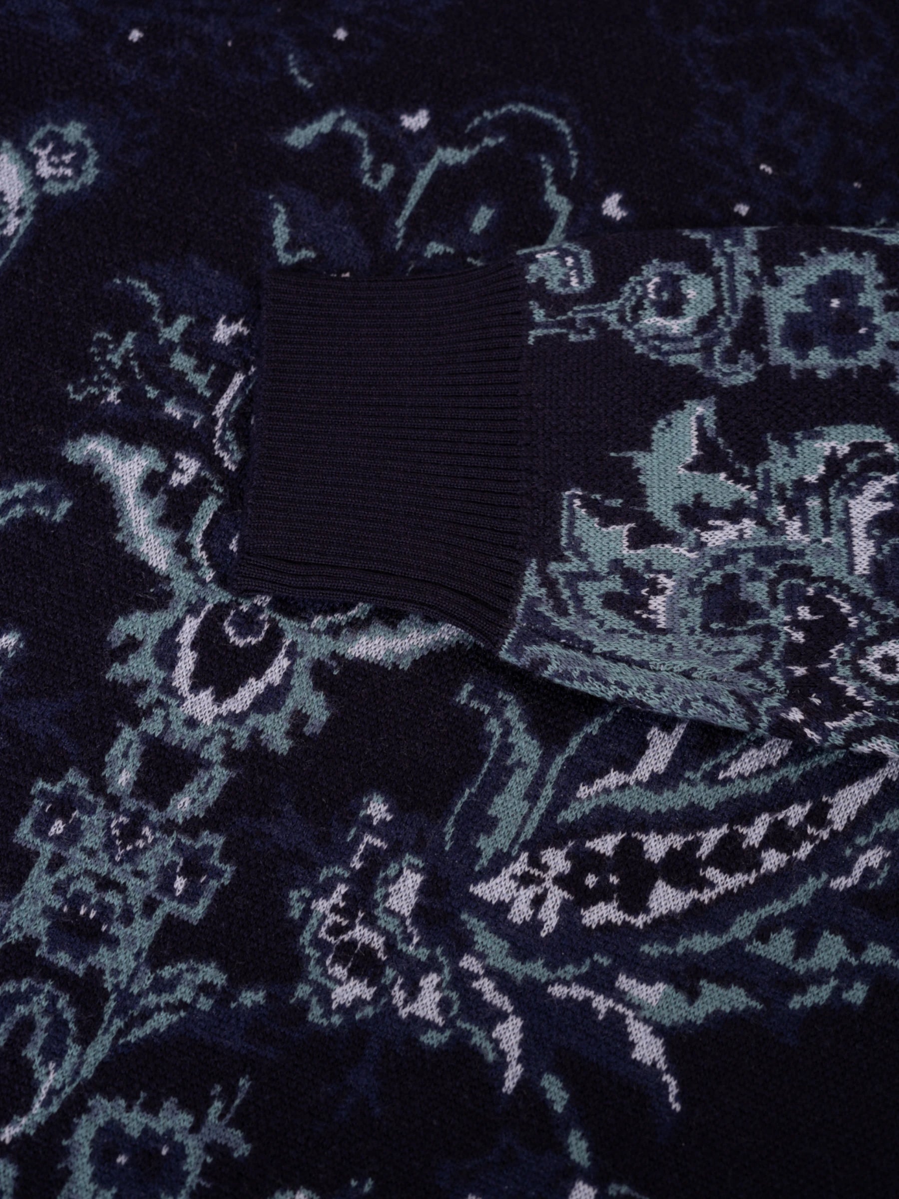 Wool Jacquard Sweater - Donkerblauw