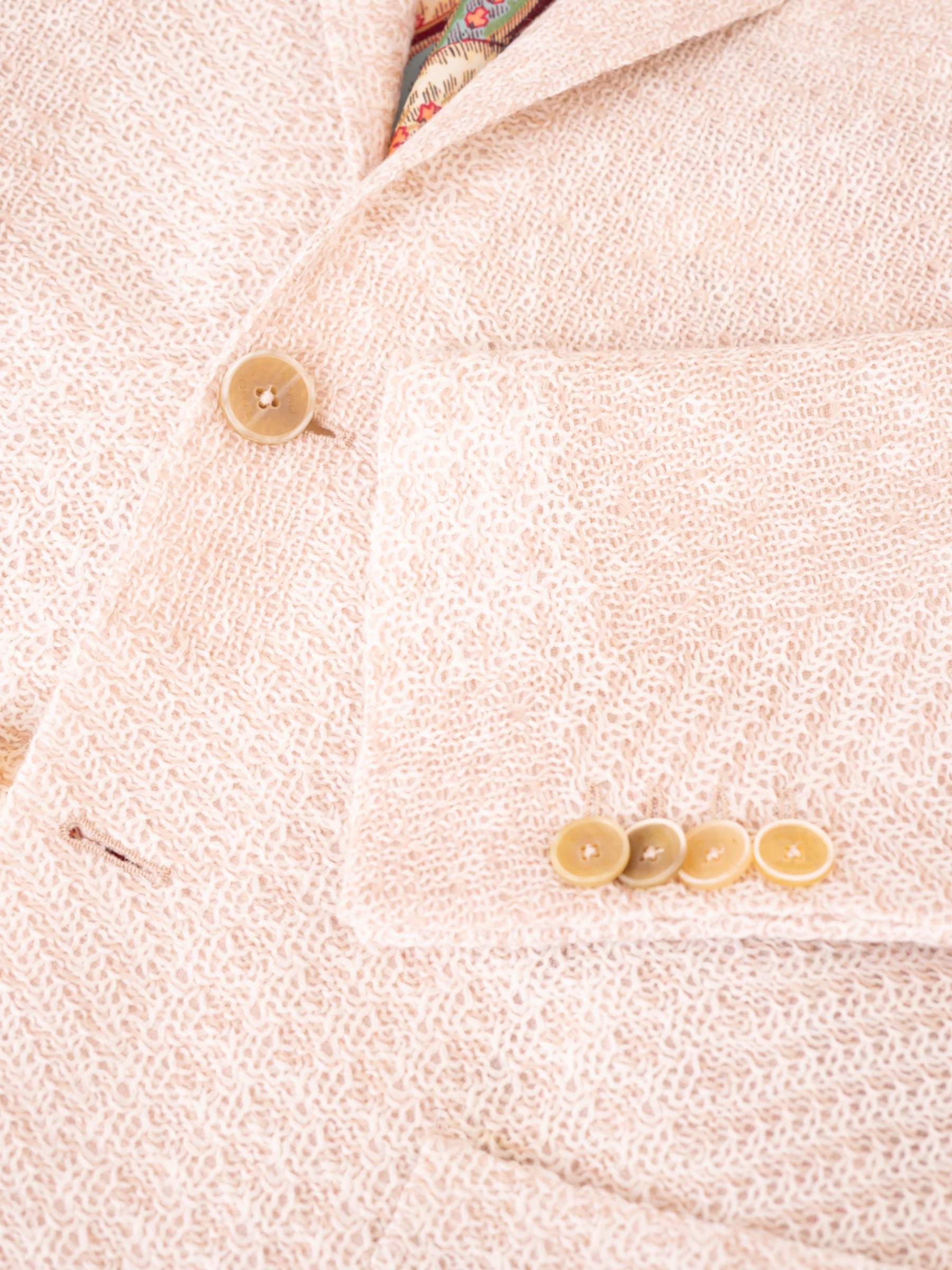 Wool Blend Patchwork Blazer - Ecru
