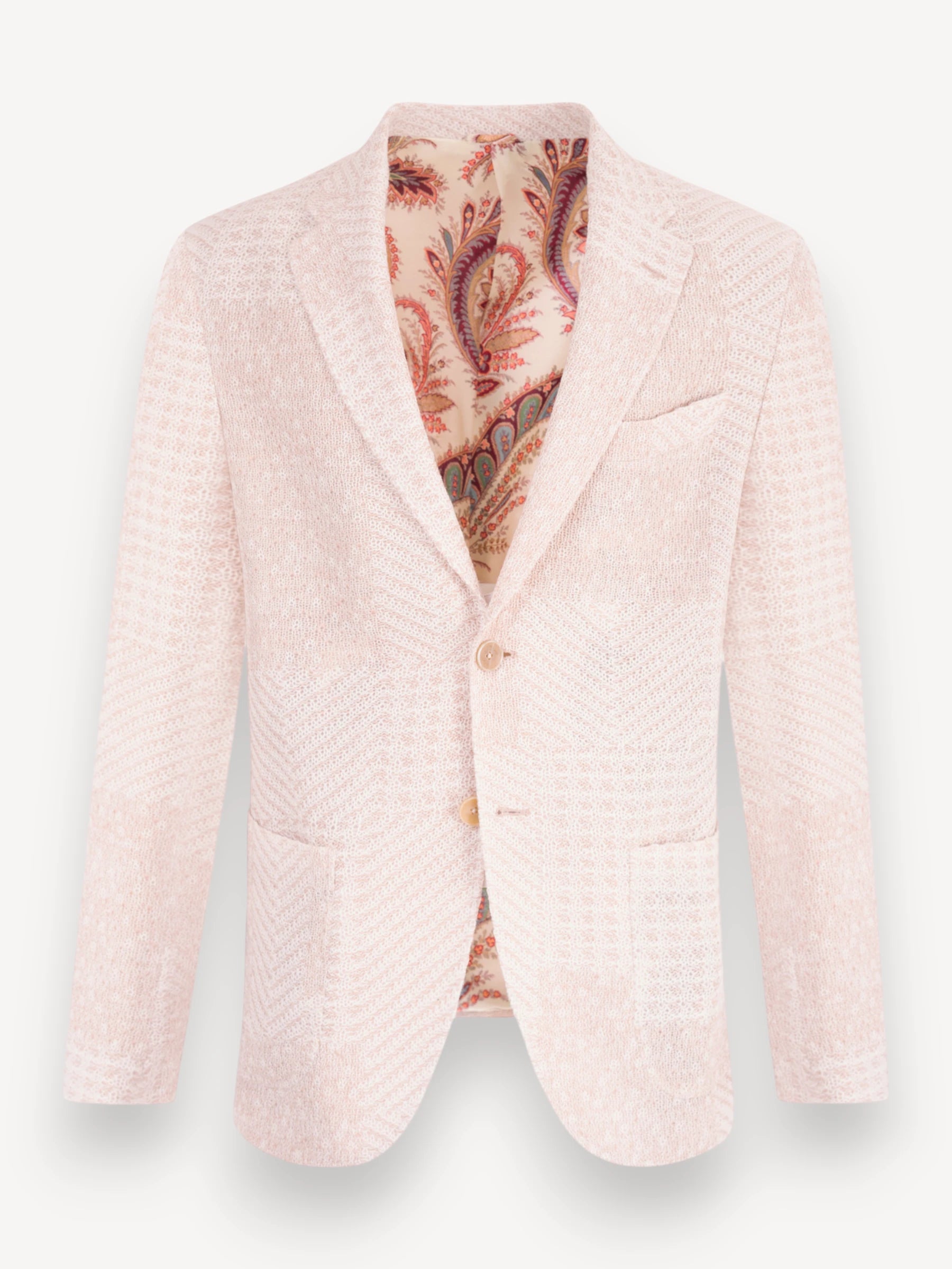 Wool Blend Patchwork Blazer - Ecru
