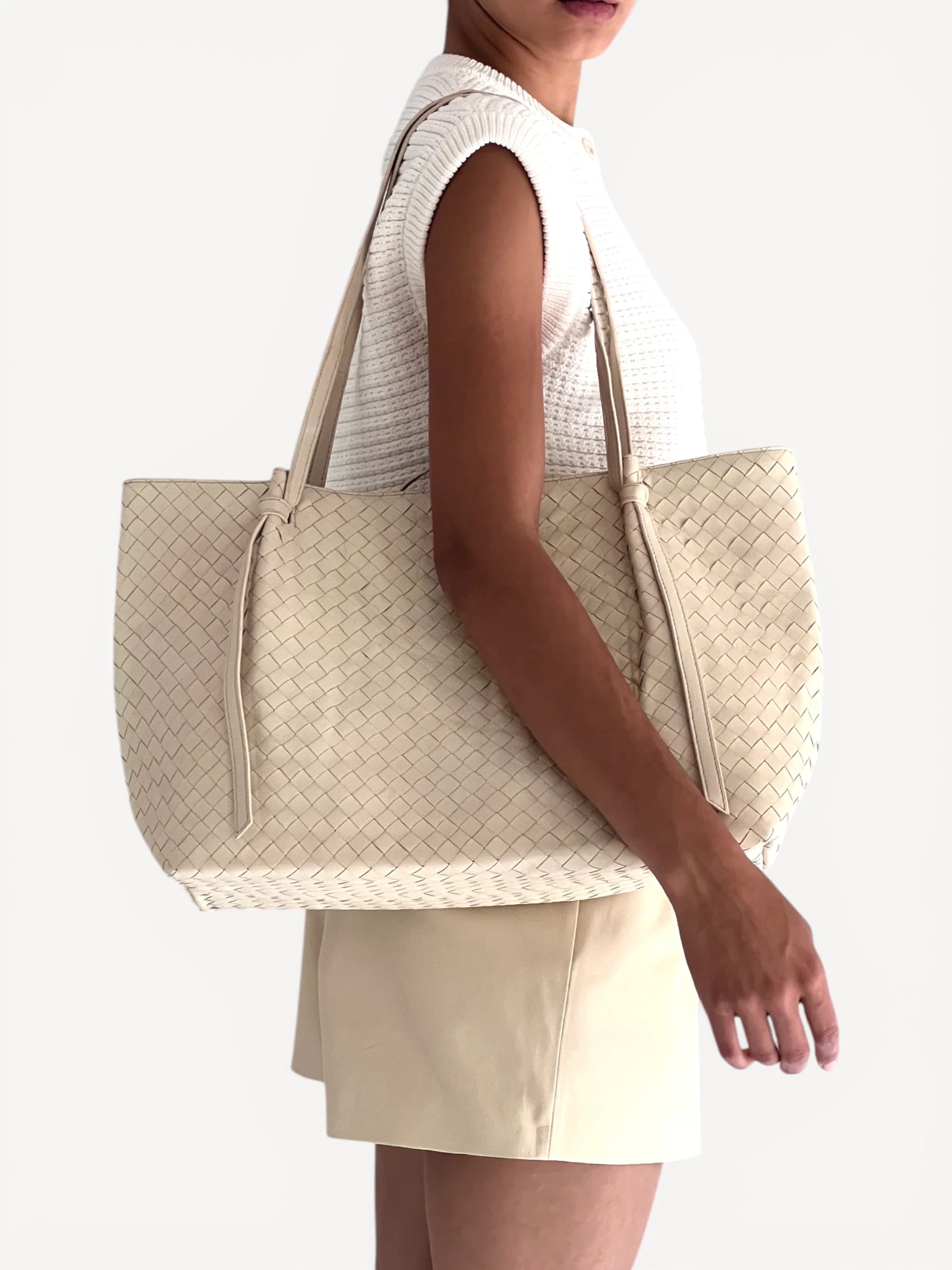 Leandra Woven Suede Bag - Butter