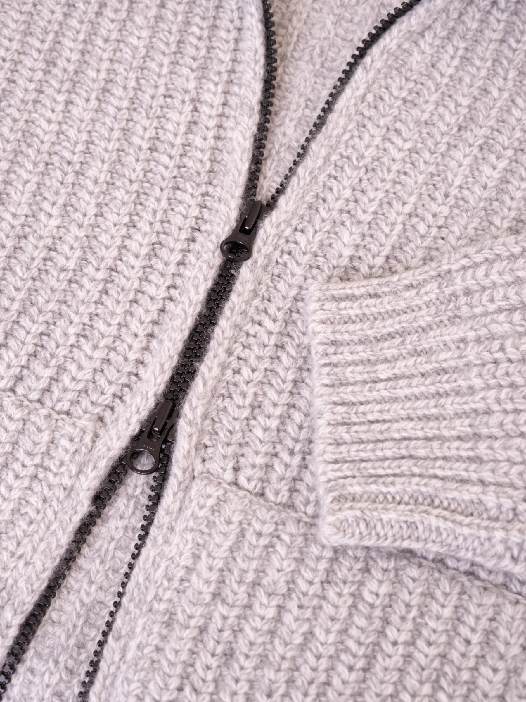 Fisherman's Rib Cardigan - Lichtgrijs