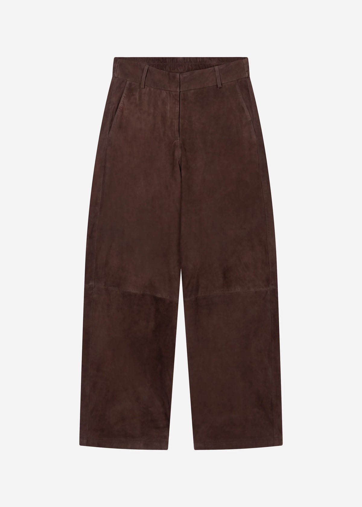 Studio AR Davina Leather Straight Trousers 006L266007 01 - Bruin
