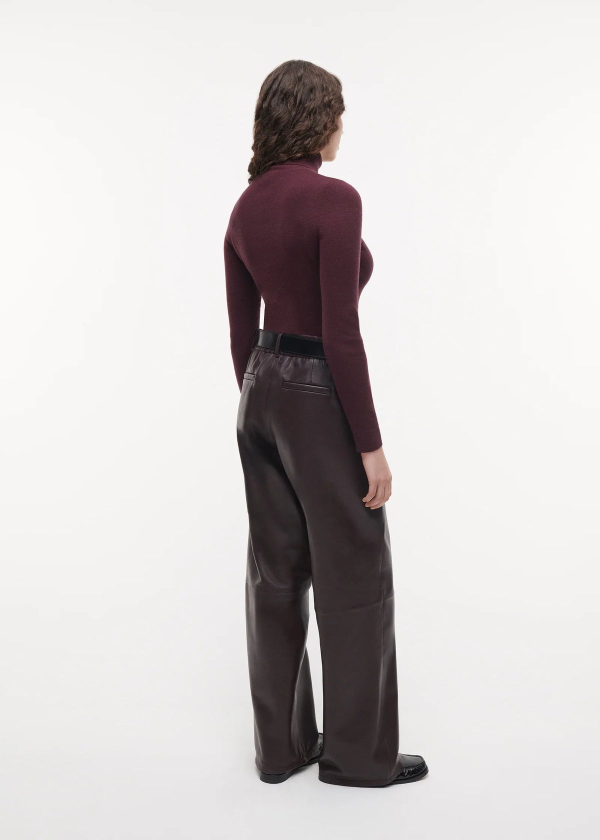 Studio AR Davina Leather Straight Trousers 006L266007 01 - Bordeaux