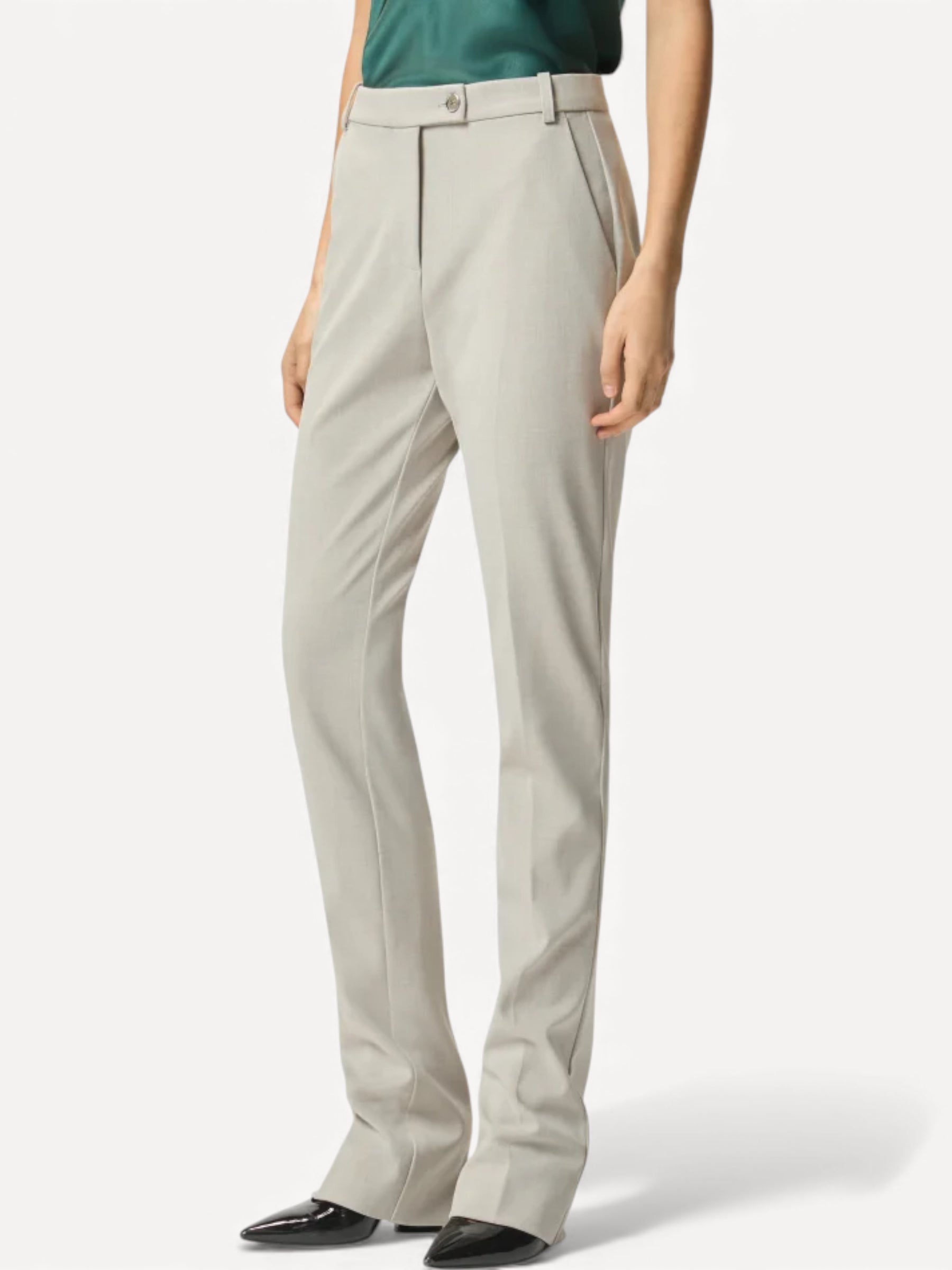 Long Trousers With Rear Zip - Lichtgrijs