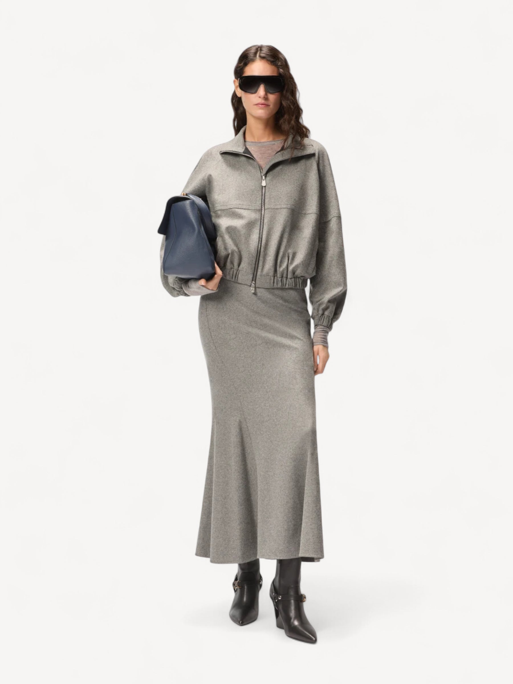 Flared Long Skirt - Grijs