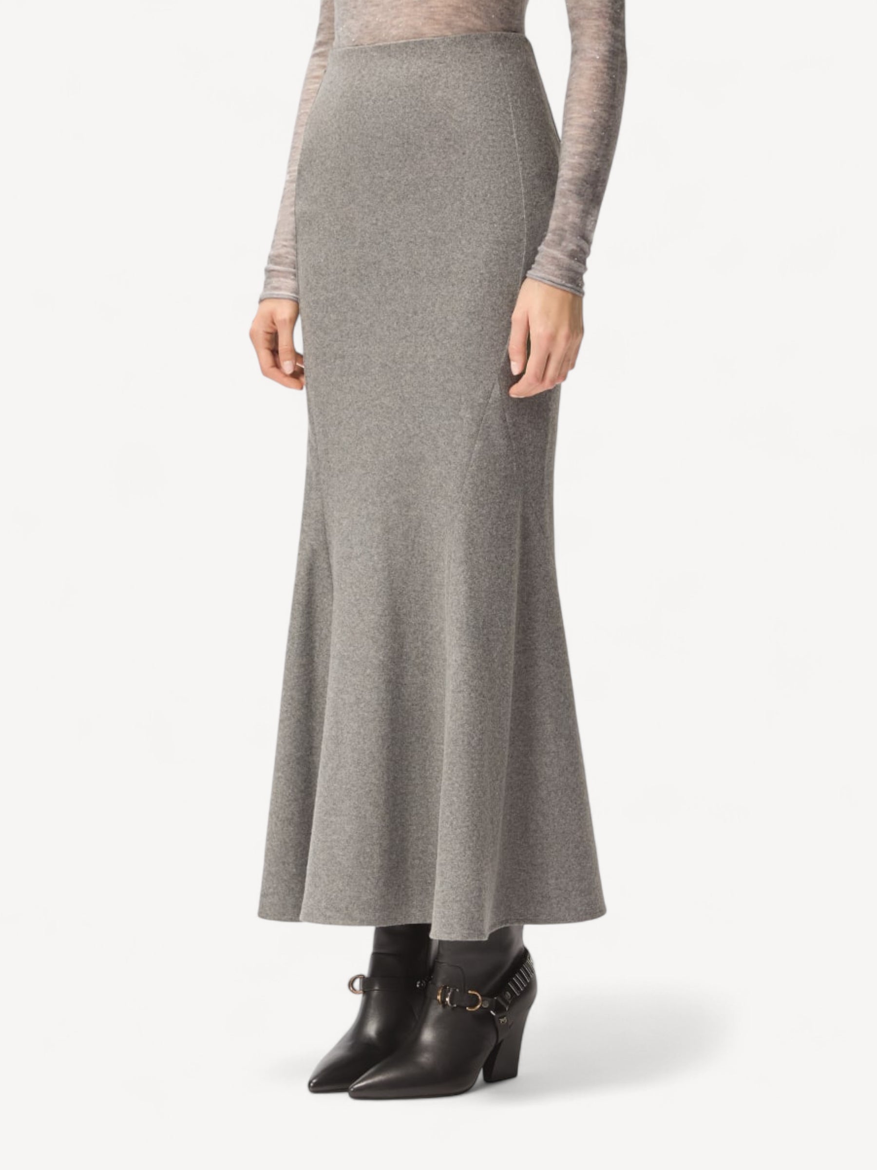 Flared Long Skirt - Grijs