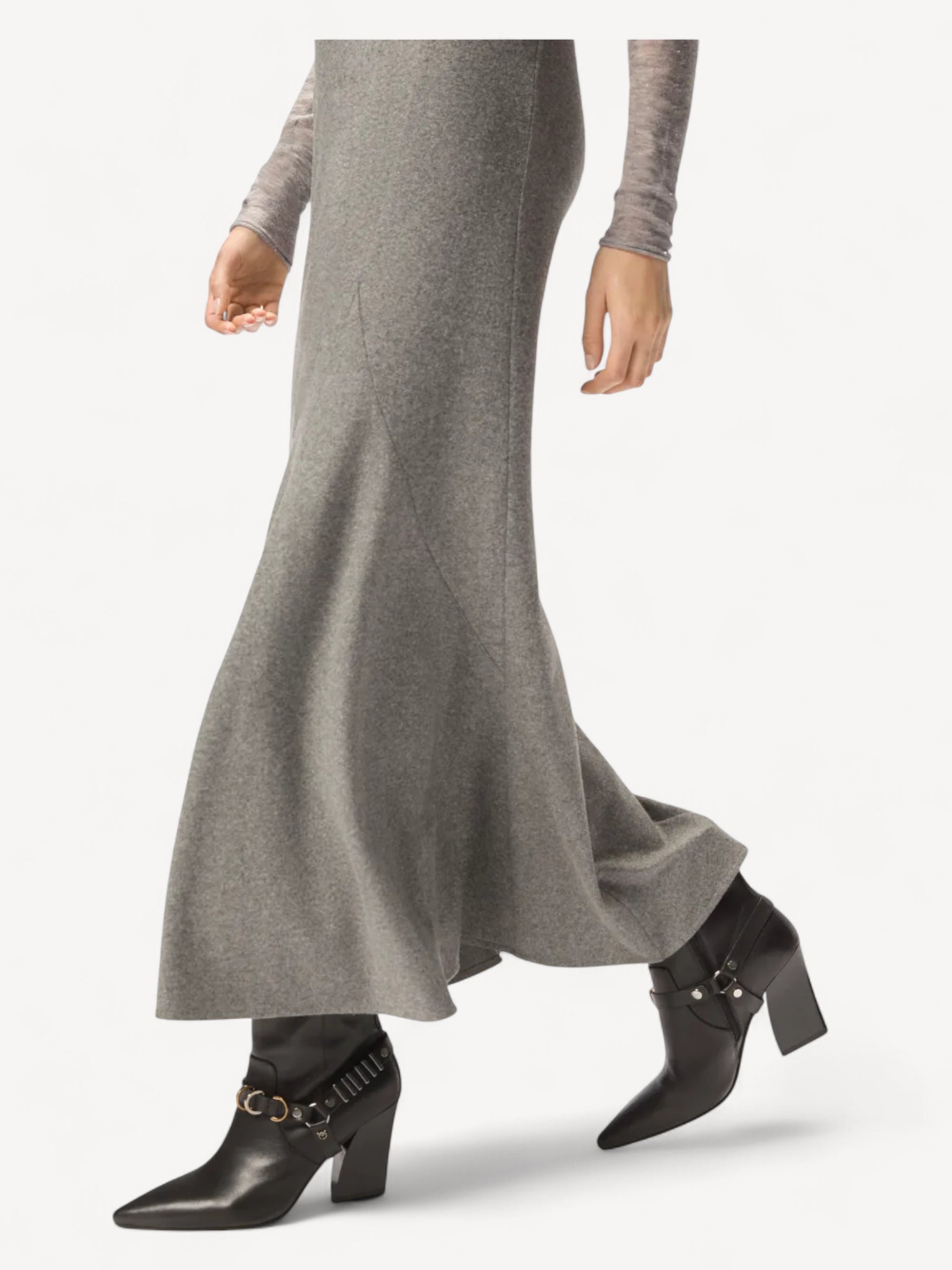 Flared Long Skirt - Grijs