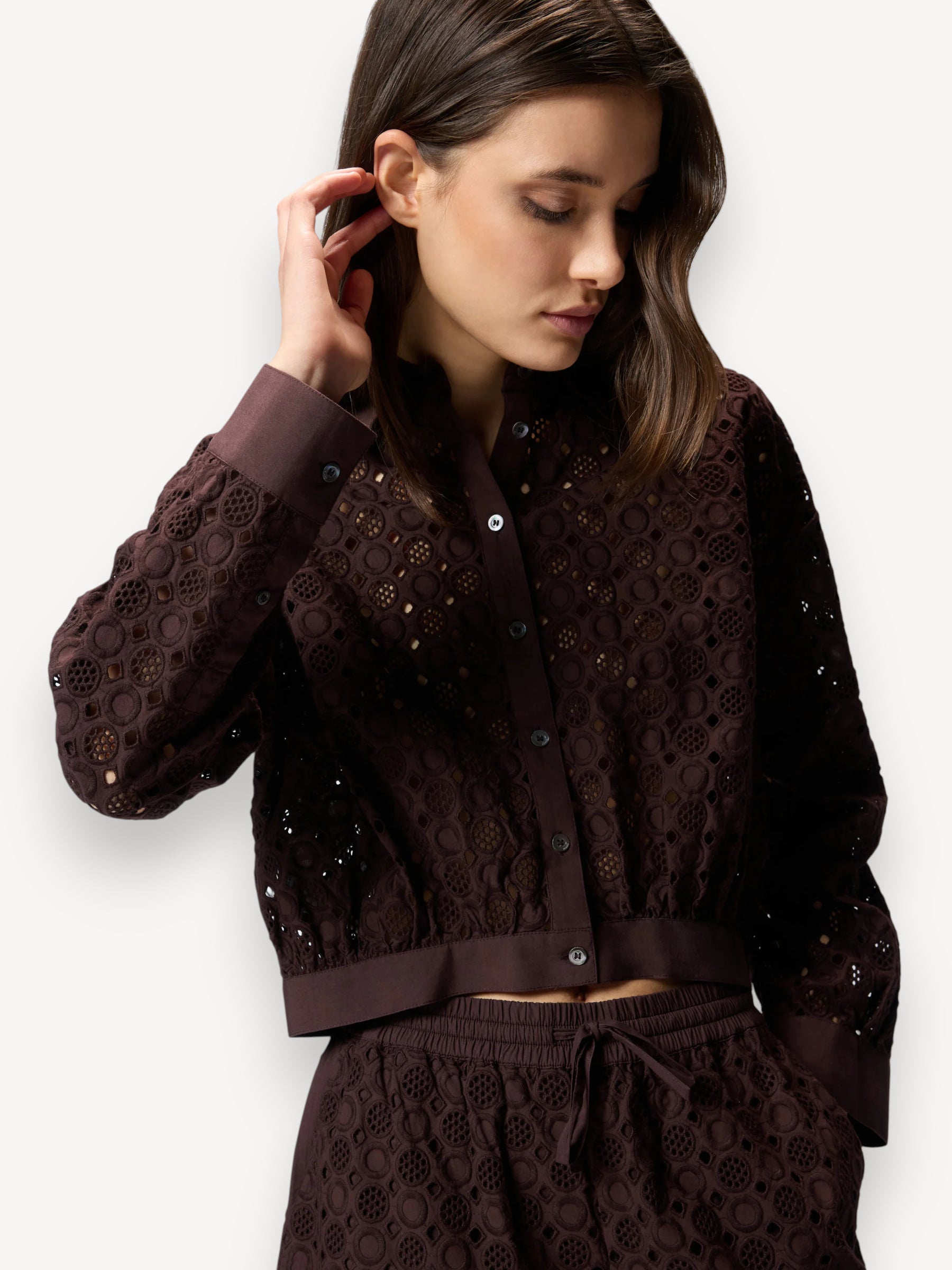 Cropped Shirt - Brown