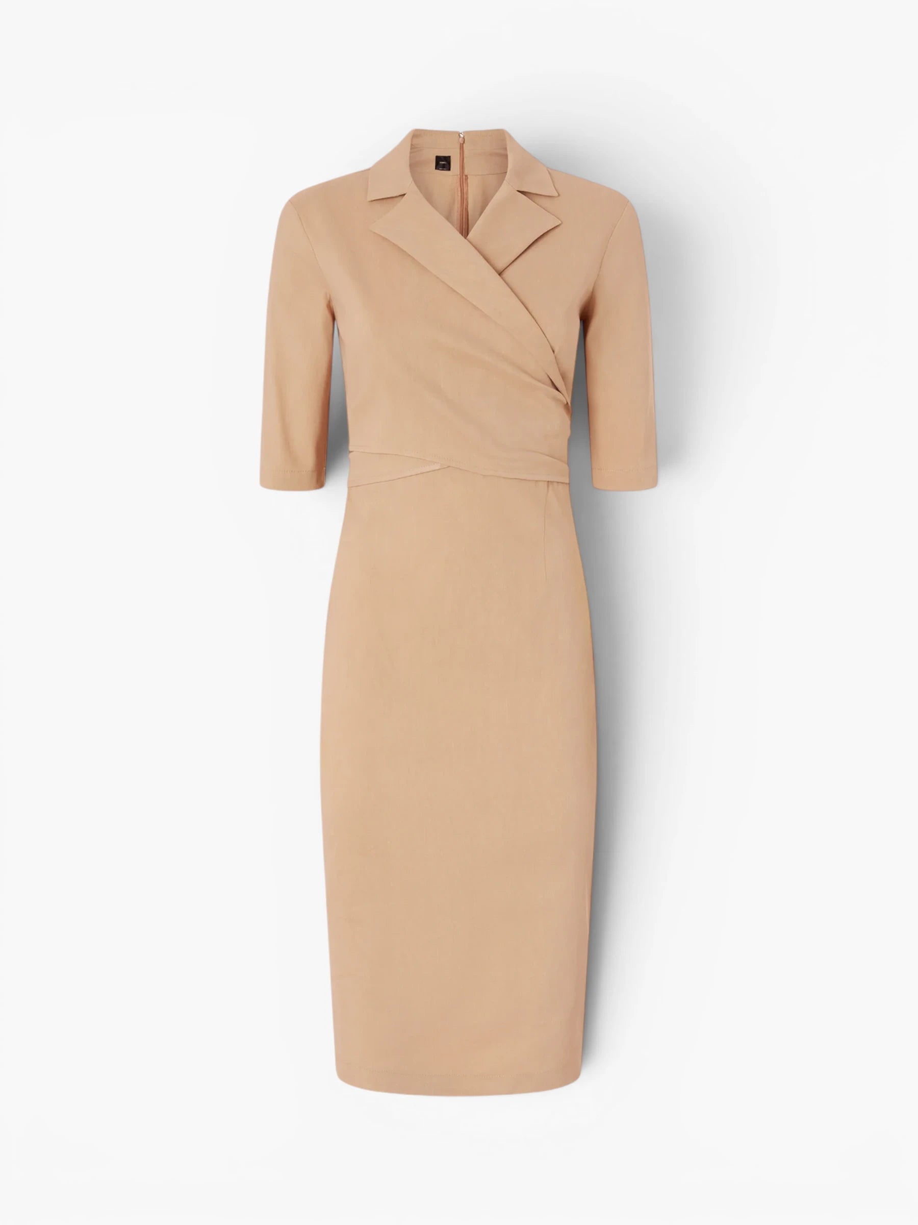 Slim-Fit Midi Dress - Beige