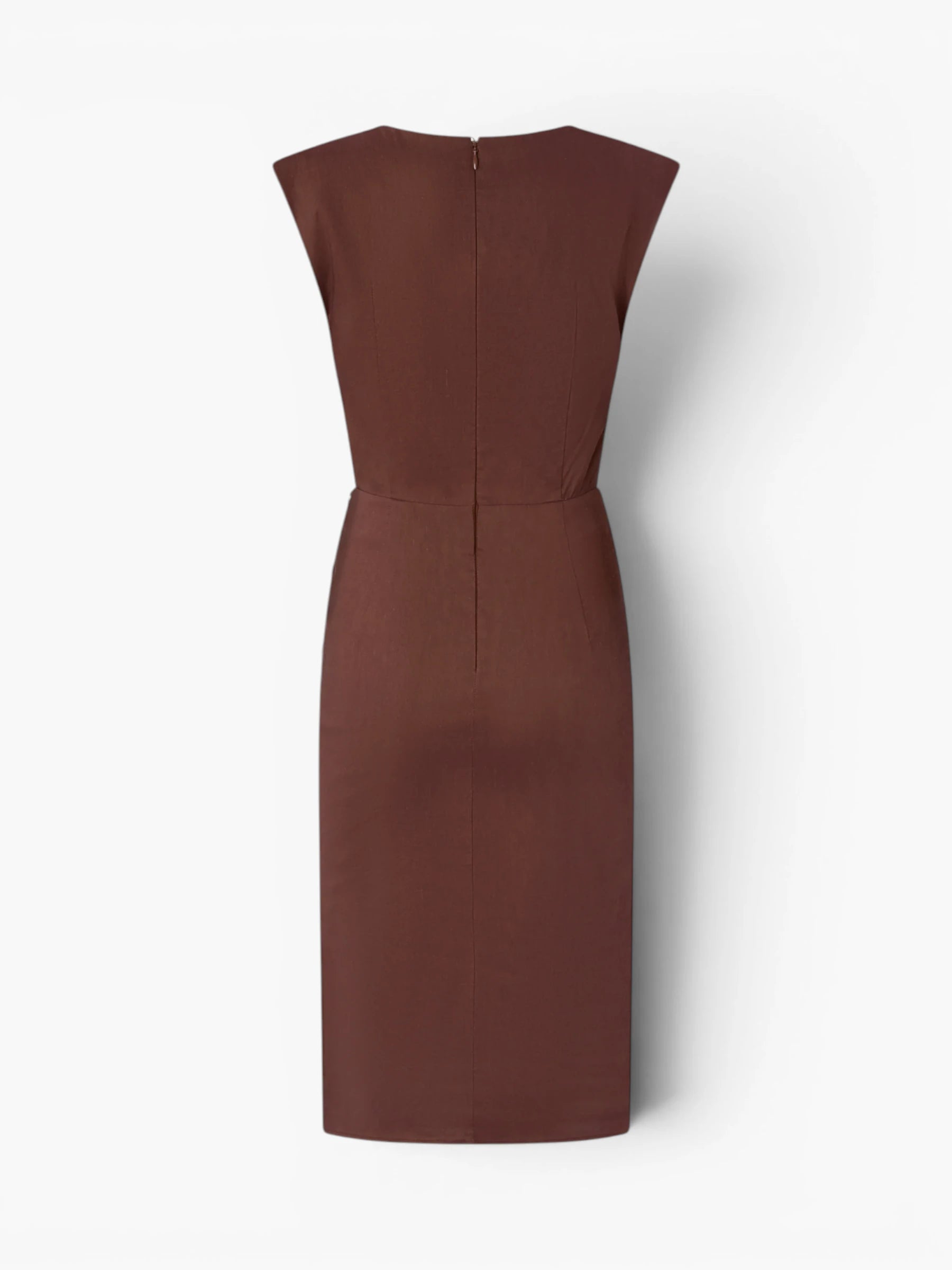 Slim-Fitting Calf-Length Dress - Roestbruin
