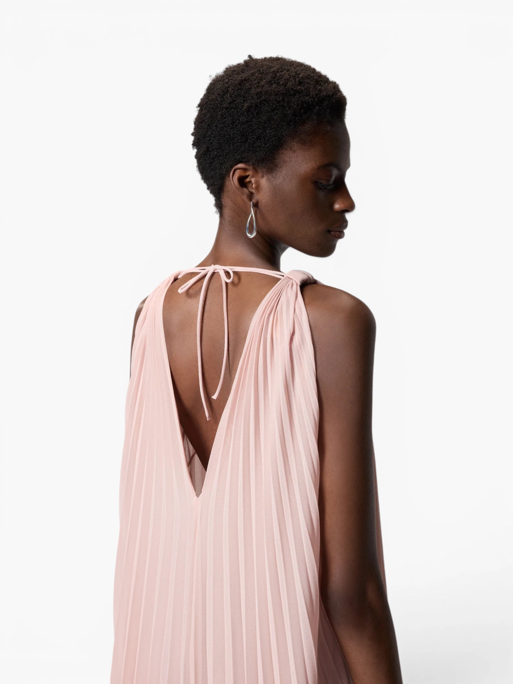 Long Pleated Dress - Oud Roze
