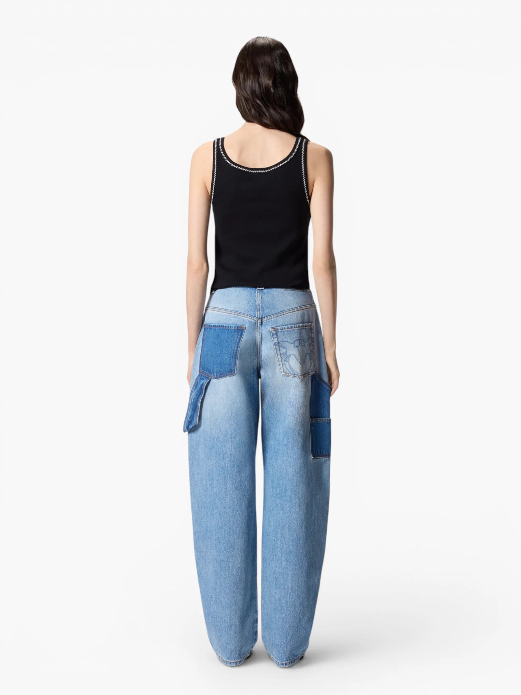 Ribbed vest top - Black/White