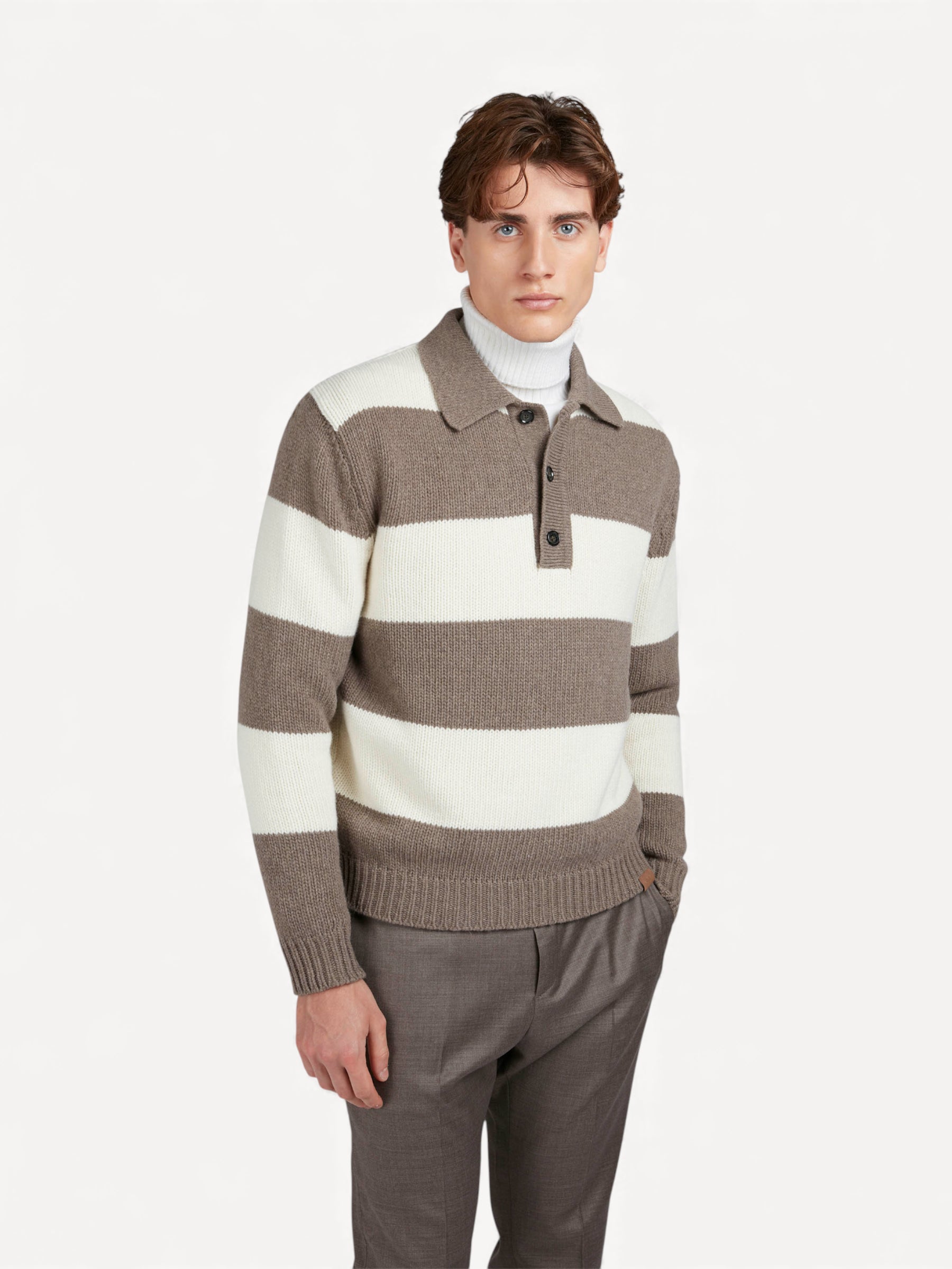 Re-Wool Polo Shirt - Bruin/Beige