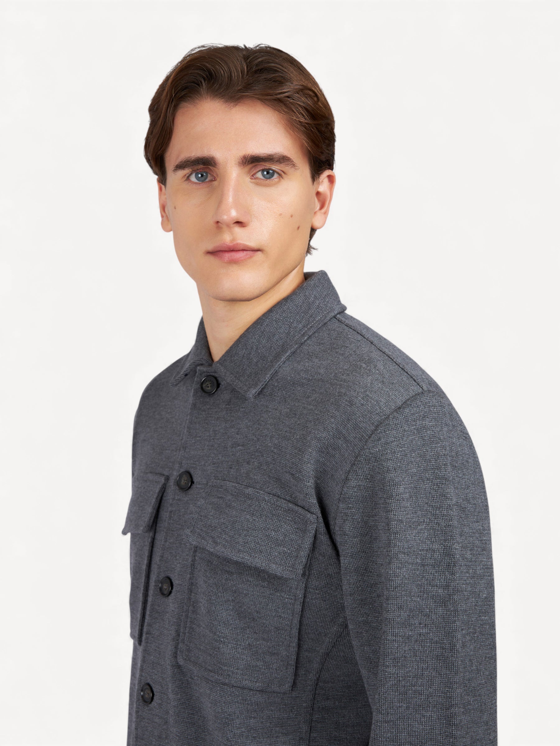 Extrafine Wool Overshirt - Grijs