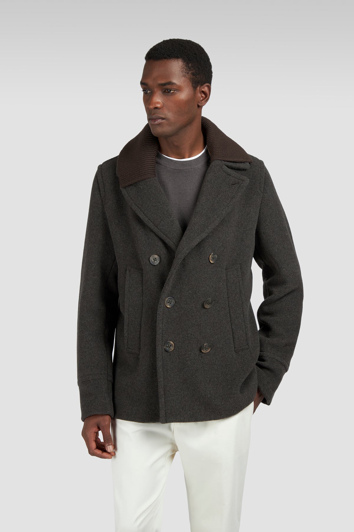 Paul & Shark Wool-Cashmere Blend Peacoat 15312361 - Donkerbruin