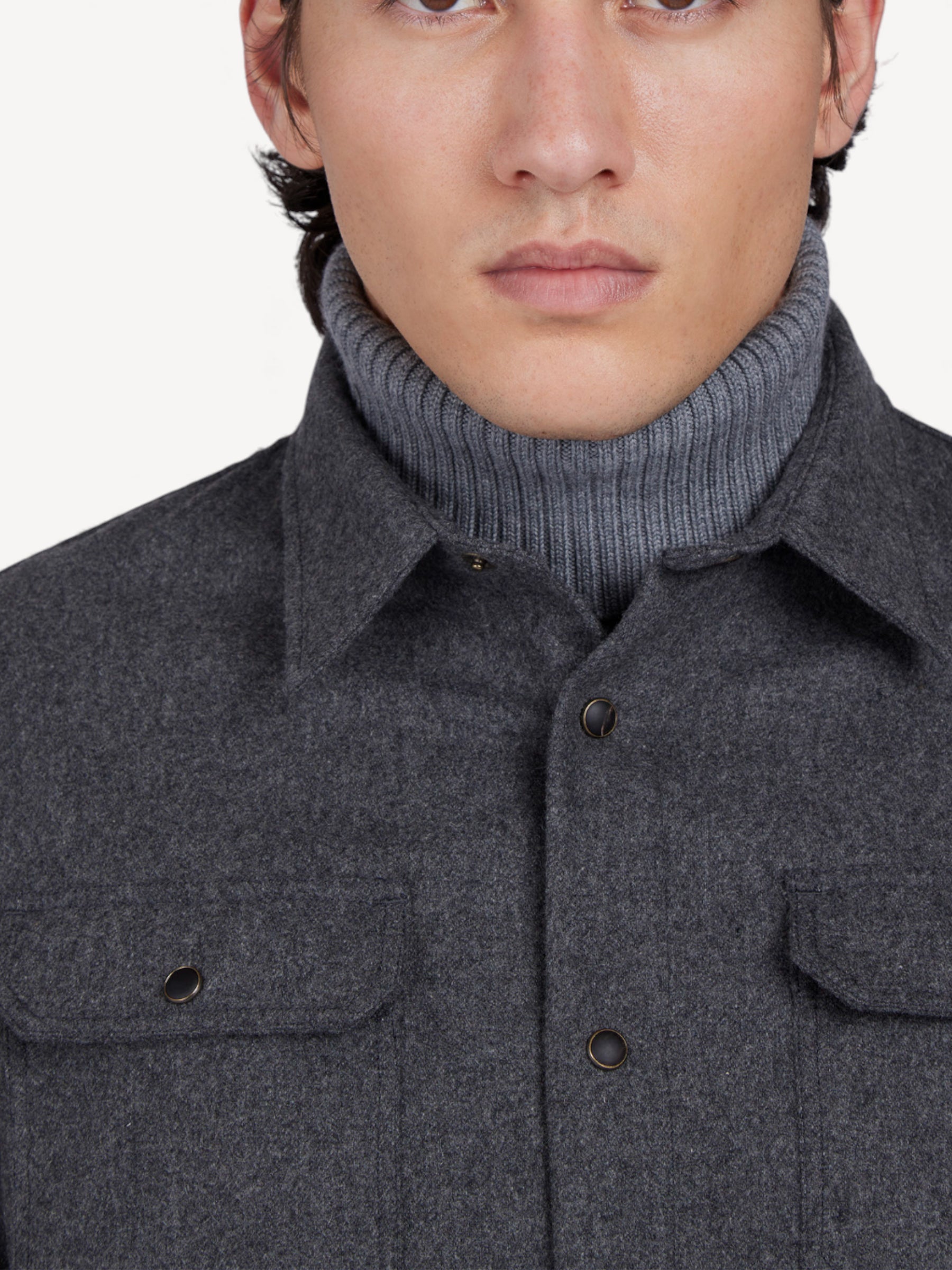 Wool Blend Overshirt - Antraciet