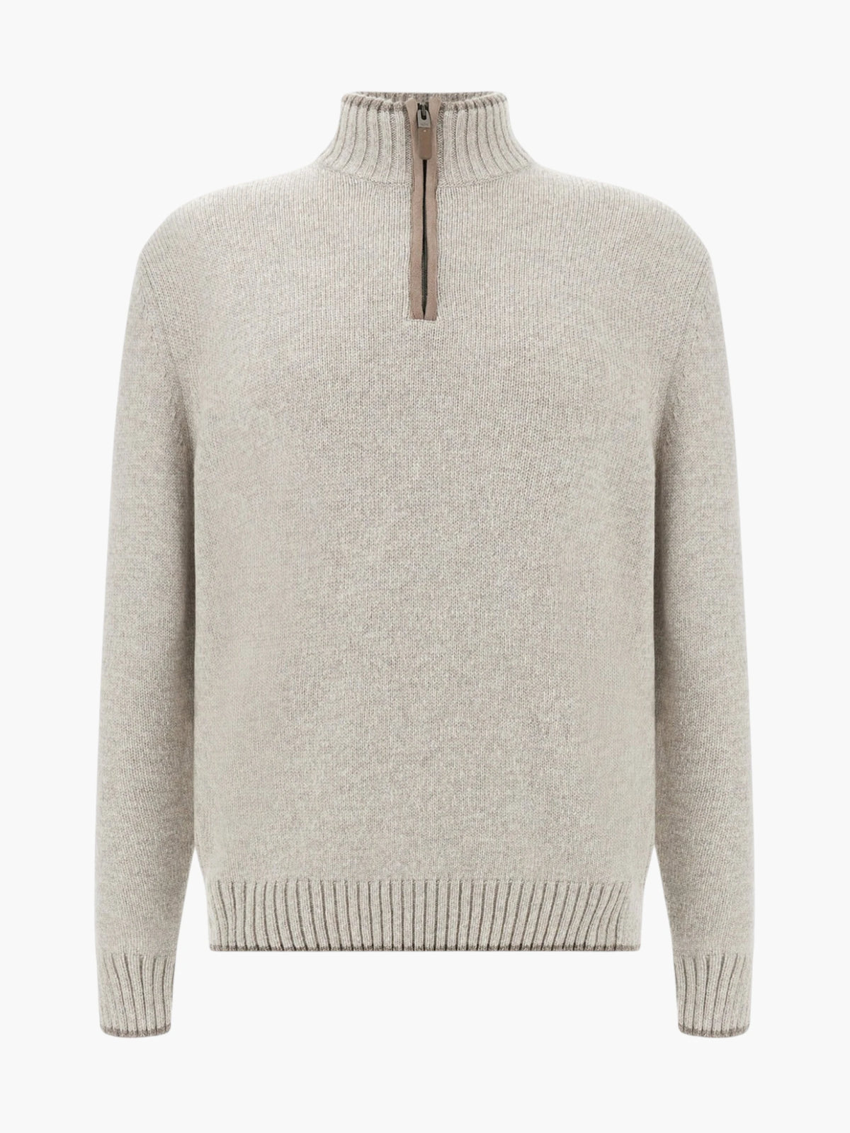 Paul & Shark Cashmere Half-Zip Sweater - Lichtgrijs