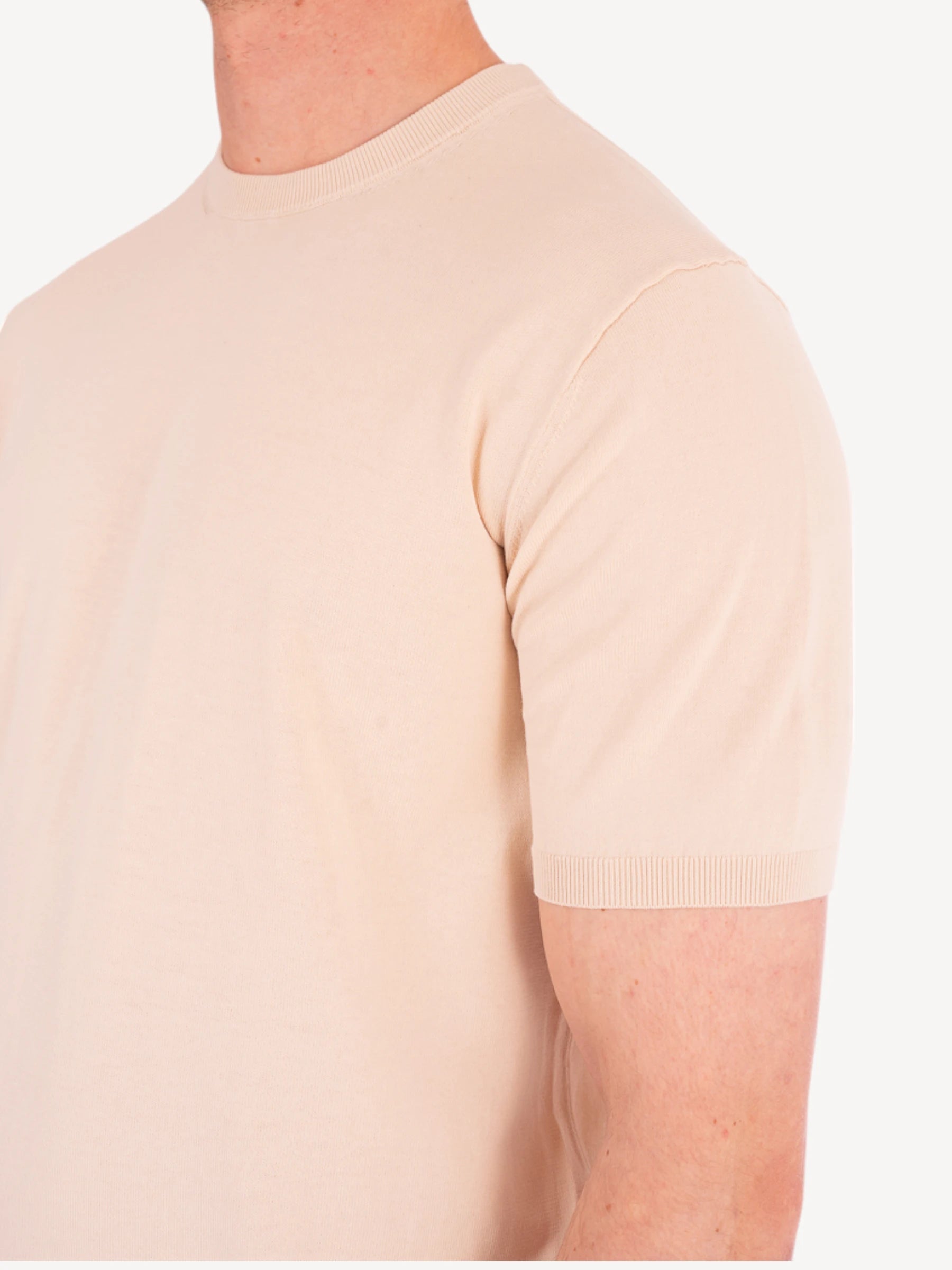 T-Shirt Crepe Katoen - Beige