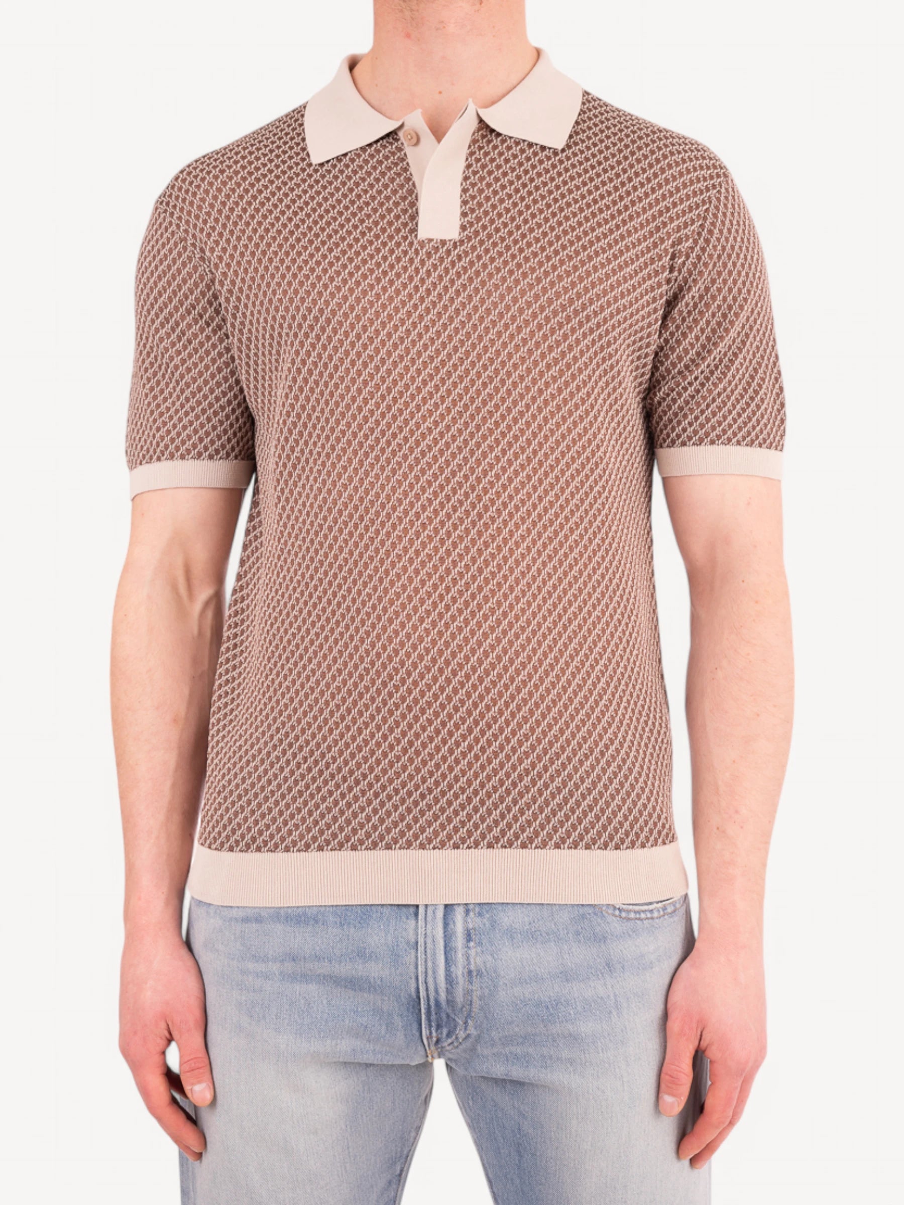 Emporio Armani Beige Polo Heren Emporio Armani Gebreide Polo Beige