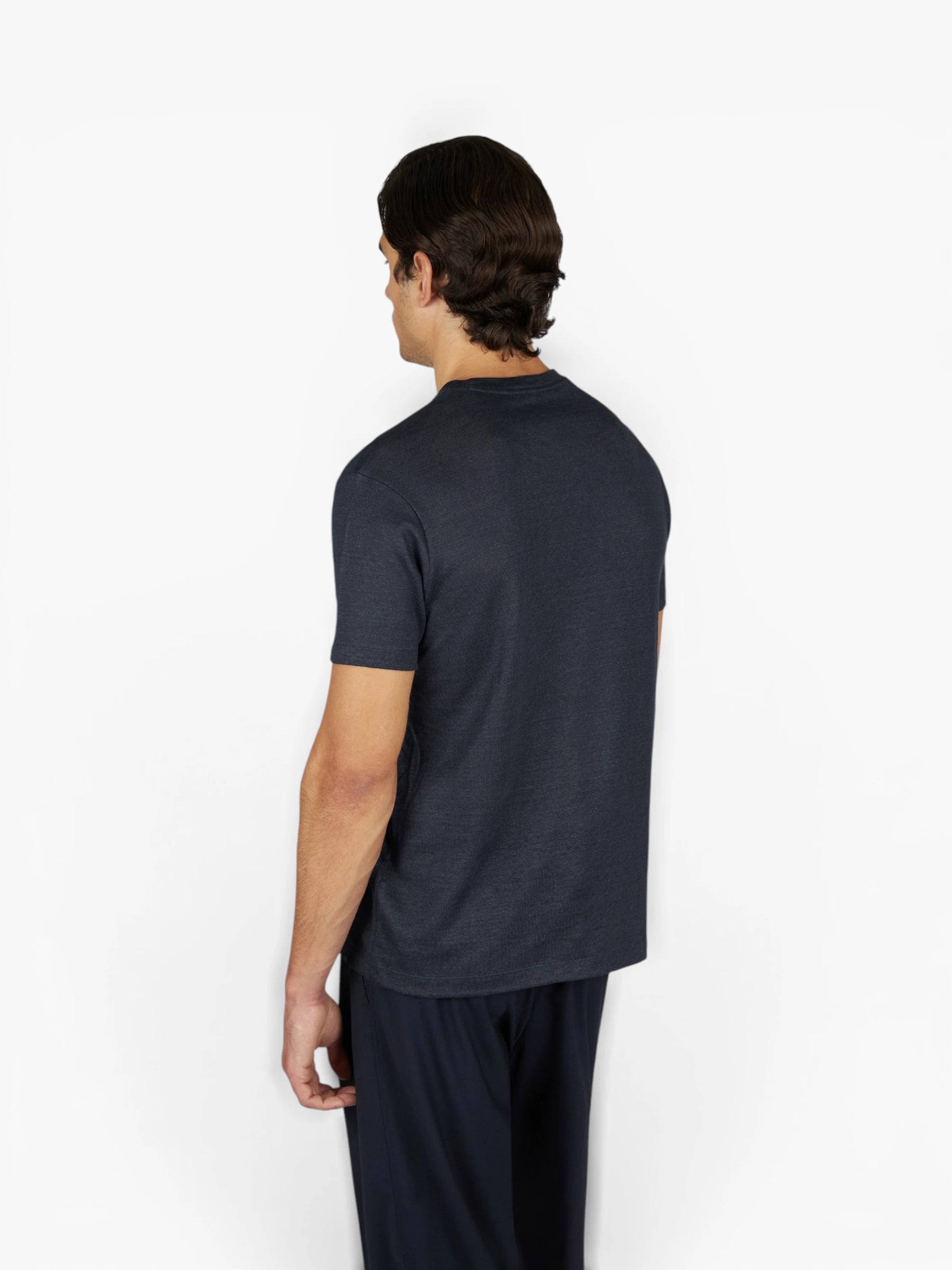 Pure Linen Jersey T-shirt - Donkerblauw