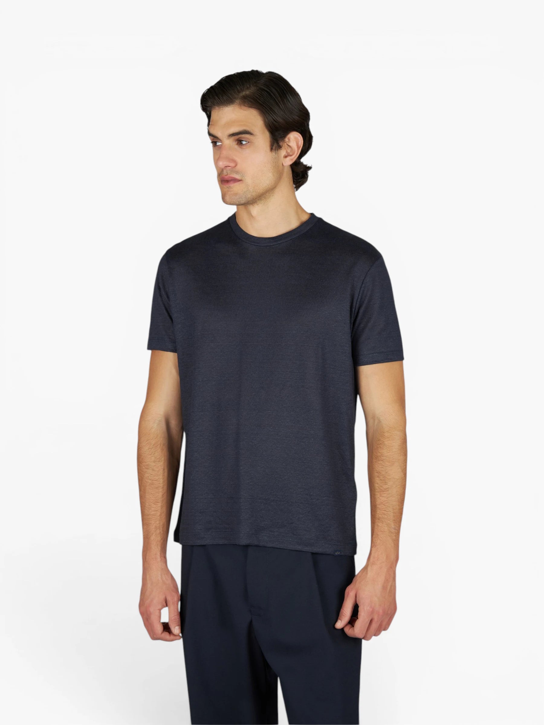 Pure Linen Jersey T-shirt - Donkerblauw