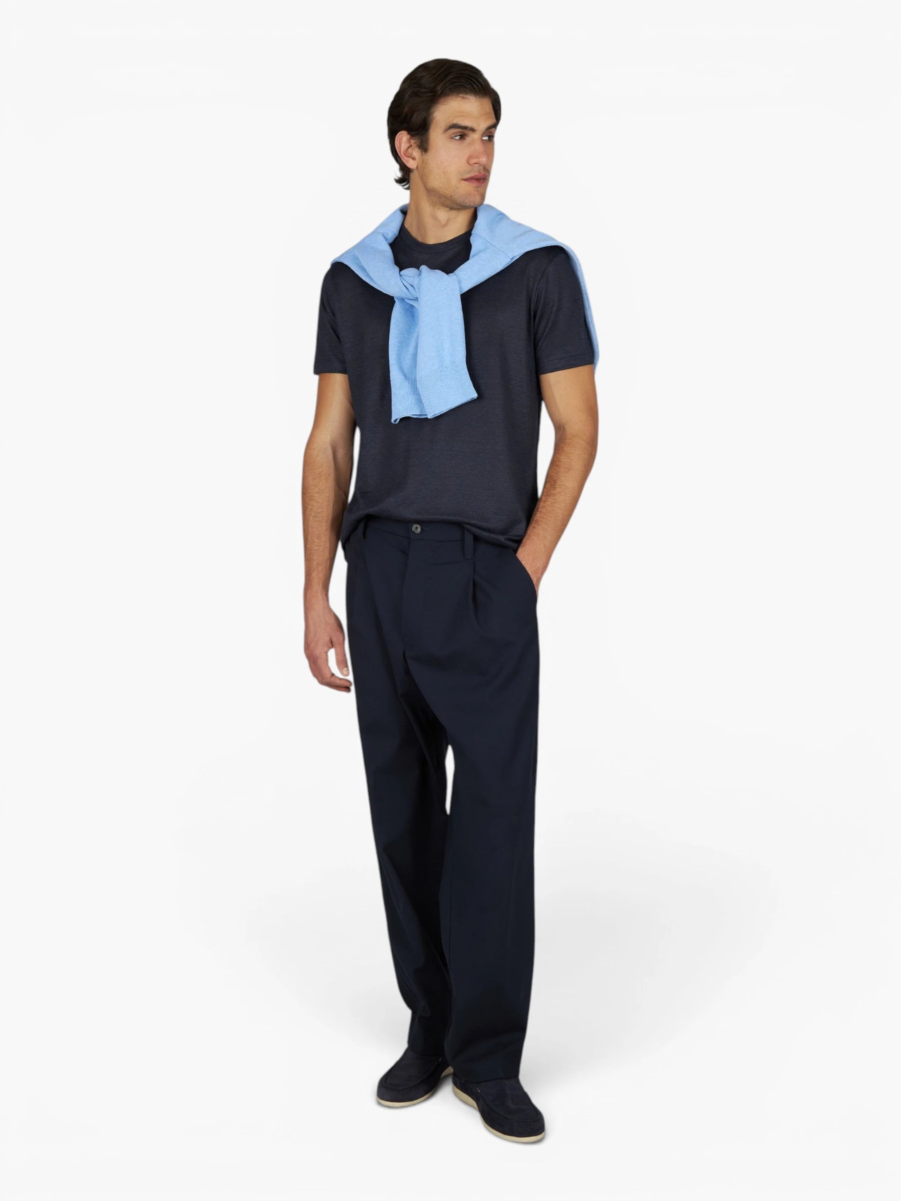 Pure Linen Jersey T-shirt - Donkerblauw