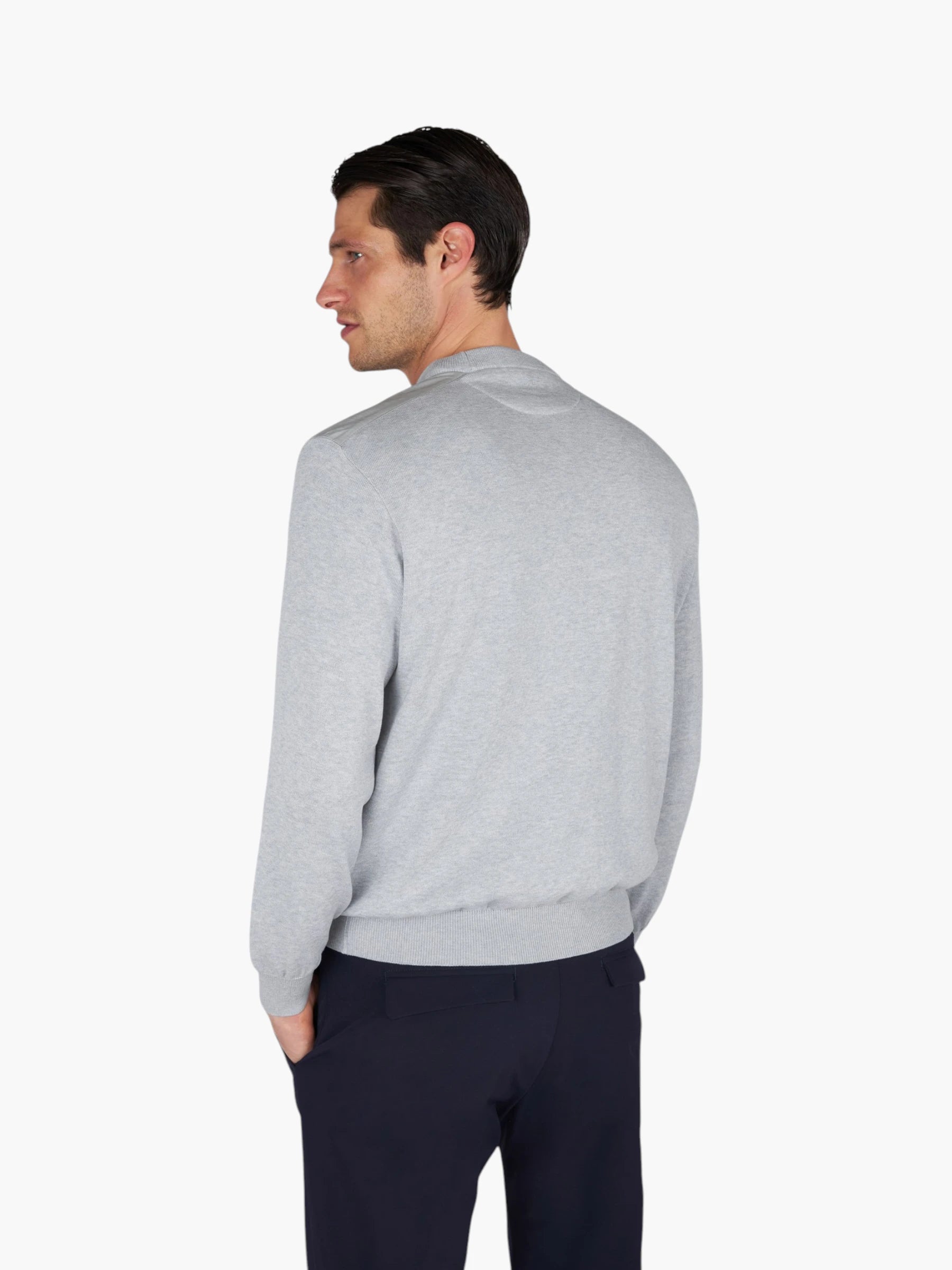 Silk-Cotton Crewneck trui - Light Grey