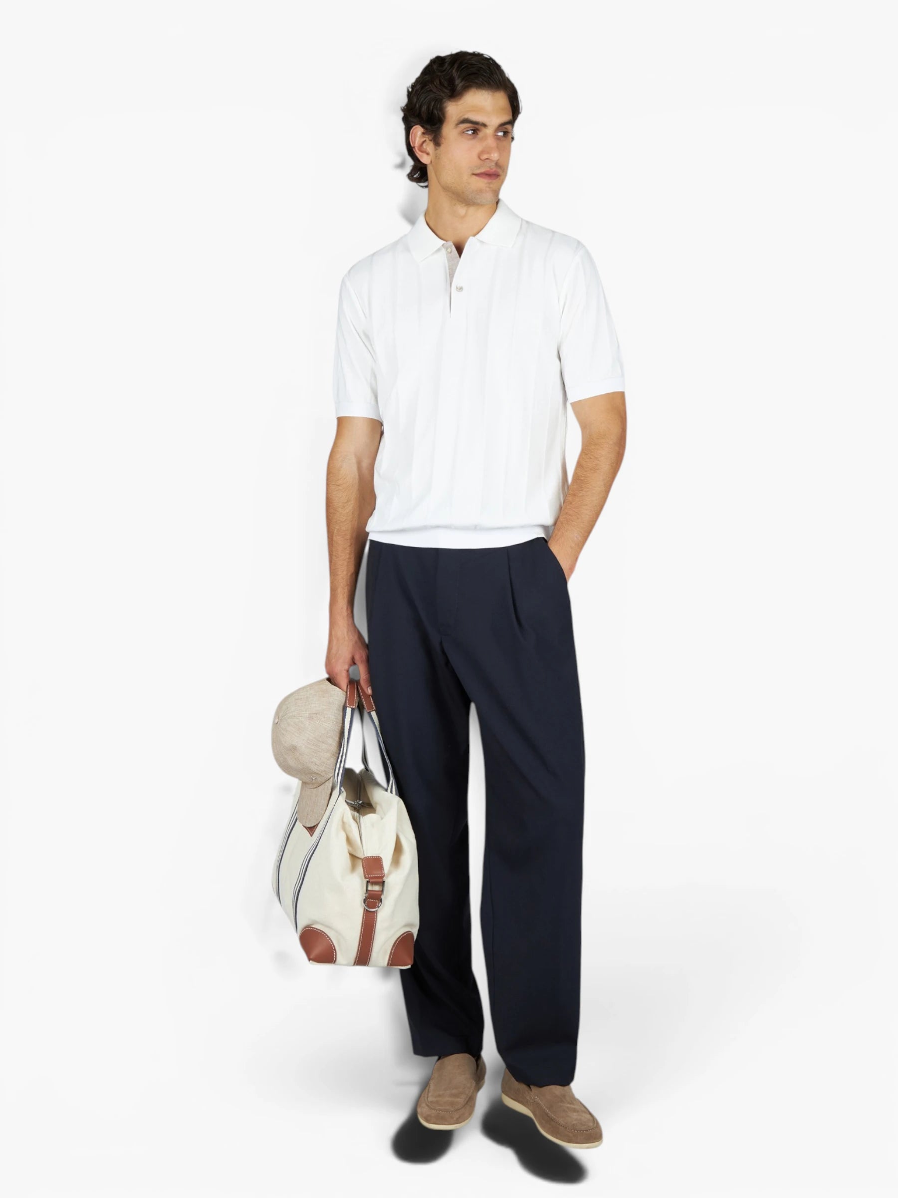 Piuma Feather-Light Cotton Polo Shirt 26411632 - Wit