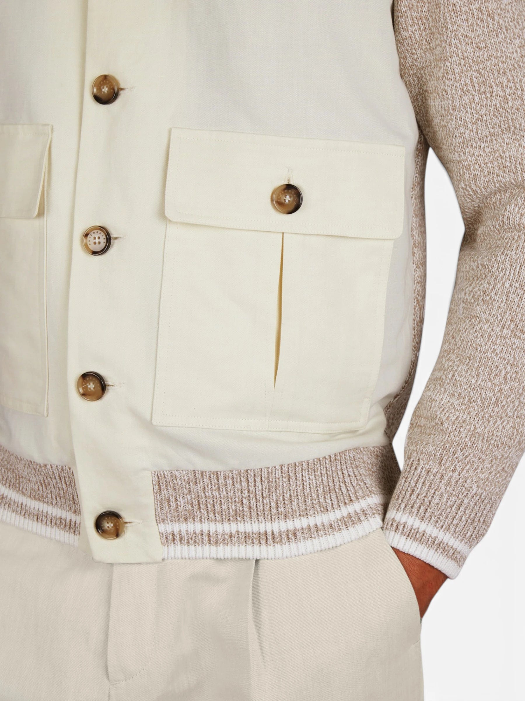Cotton Knitted / Hybrid jacket - creme