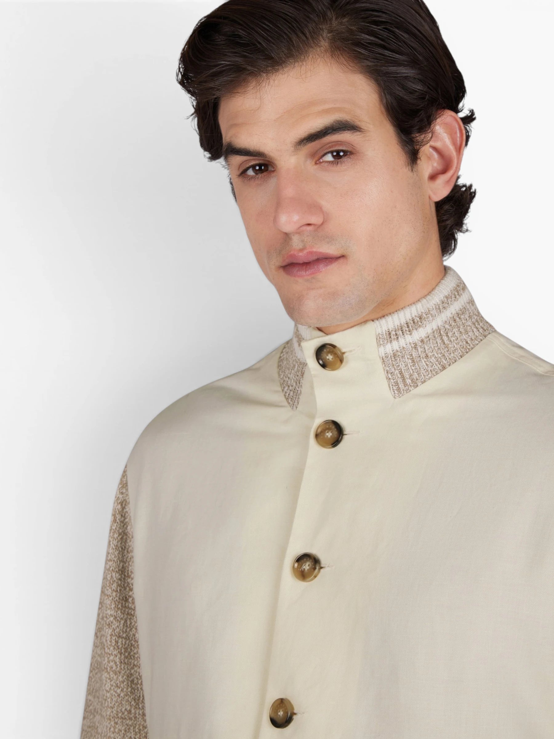 Cotton Knitted / Hybrid jacket - creme