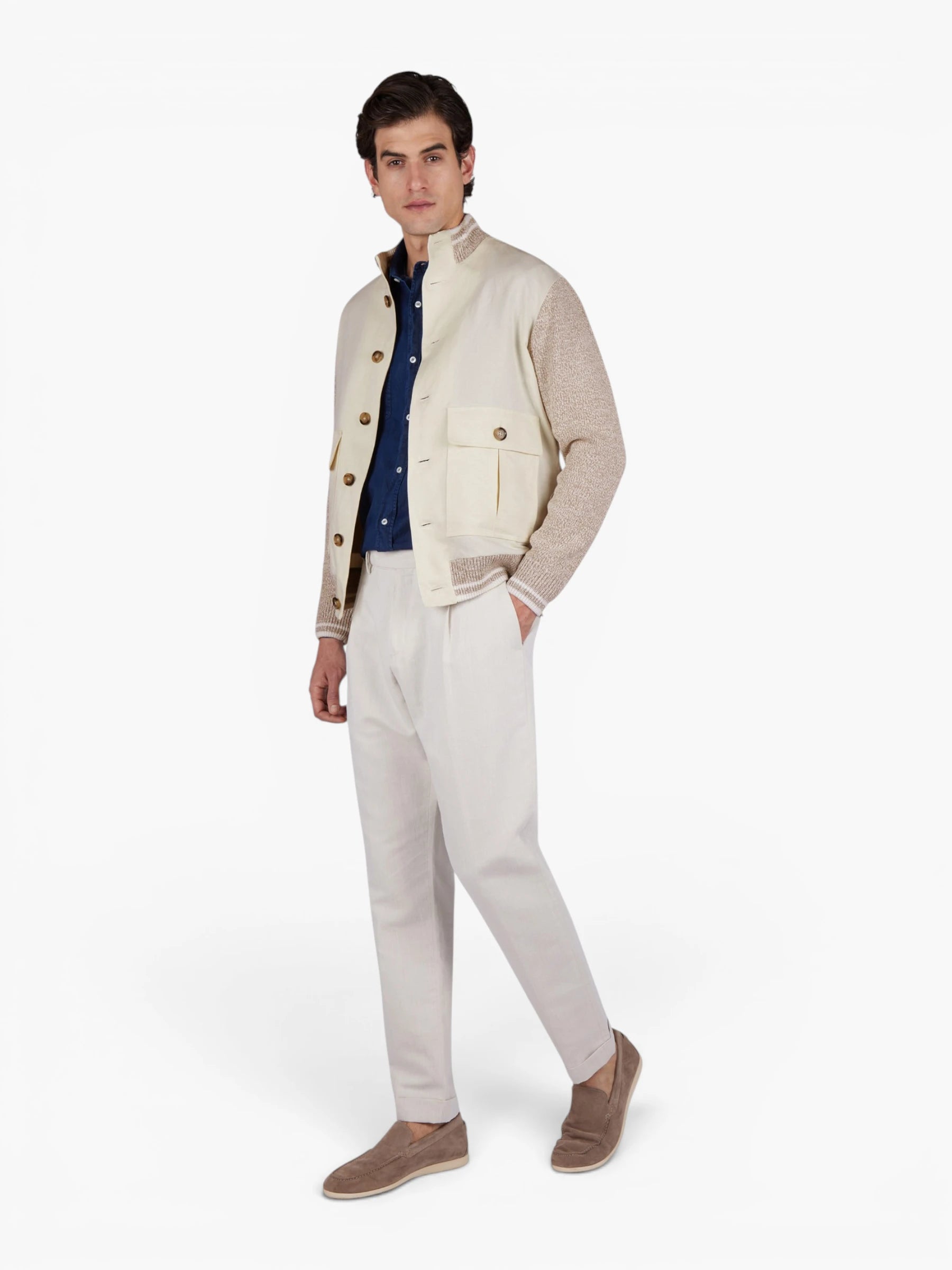 Cotton Knitted / Hybrid jacket - creme