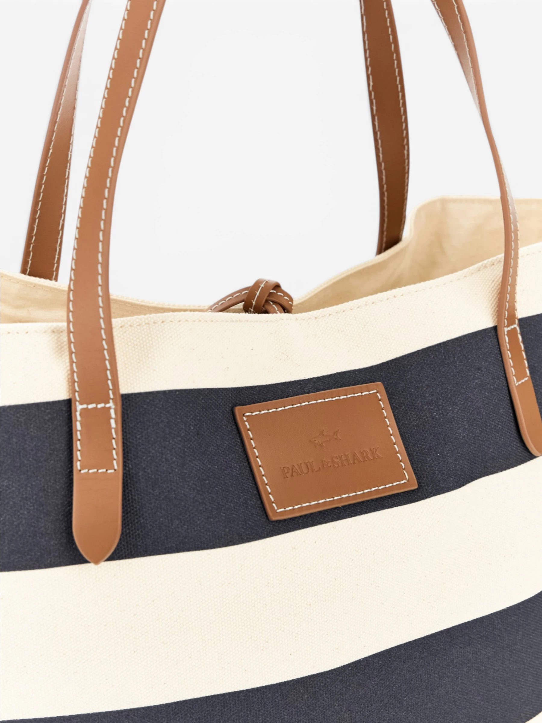 Leather Badge Canvas Striped Bag Sea 26418101 H21 - creme \ blauw gestreept