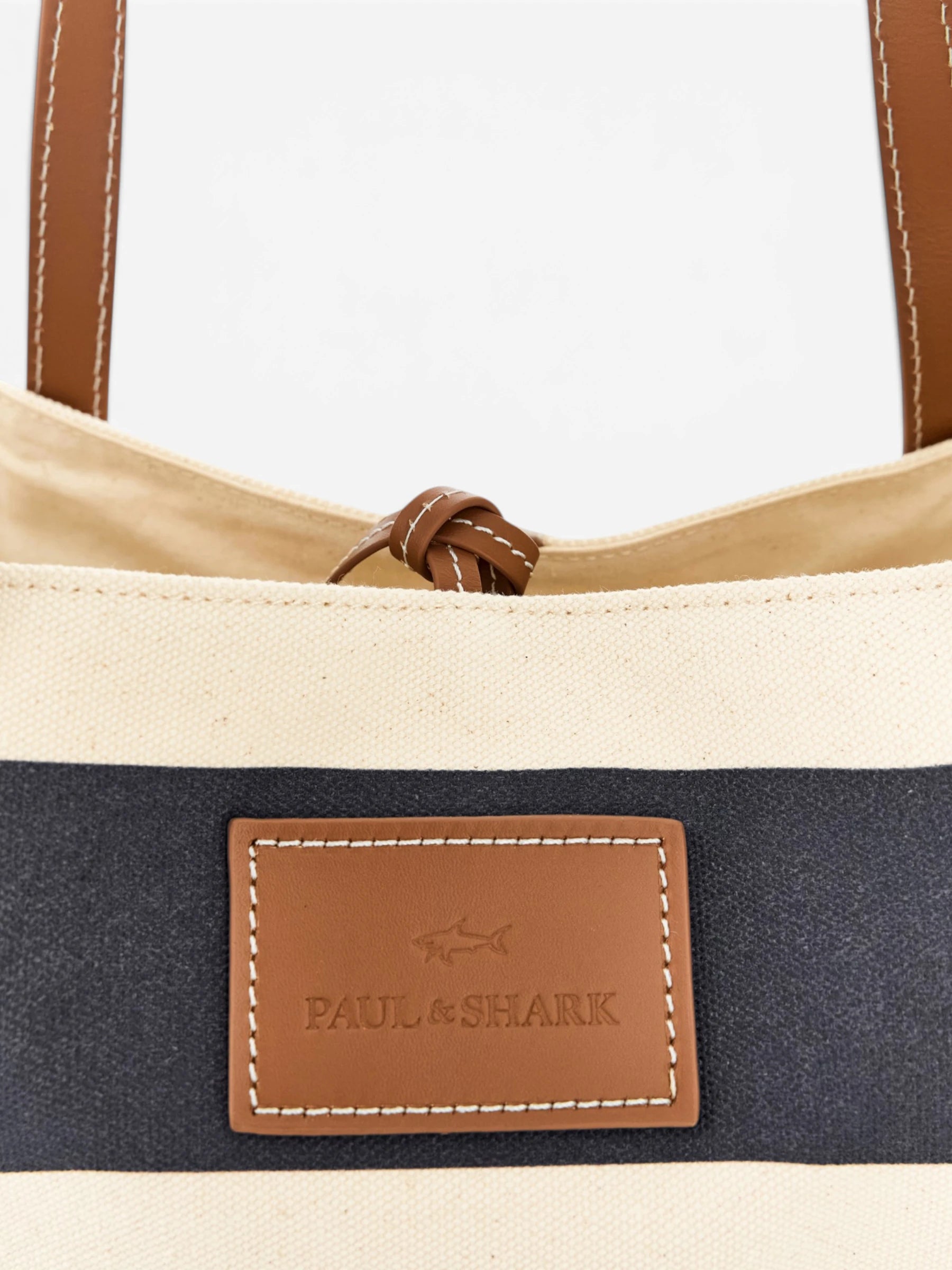 Leather Badge Canvas Striped Bag Sea 26418101 H21 - creme \ blauw gestreept