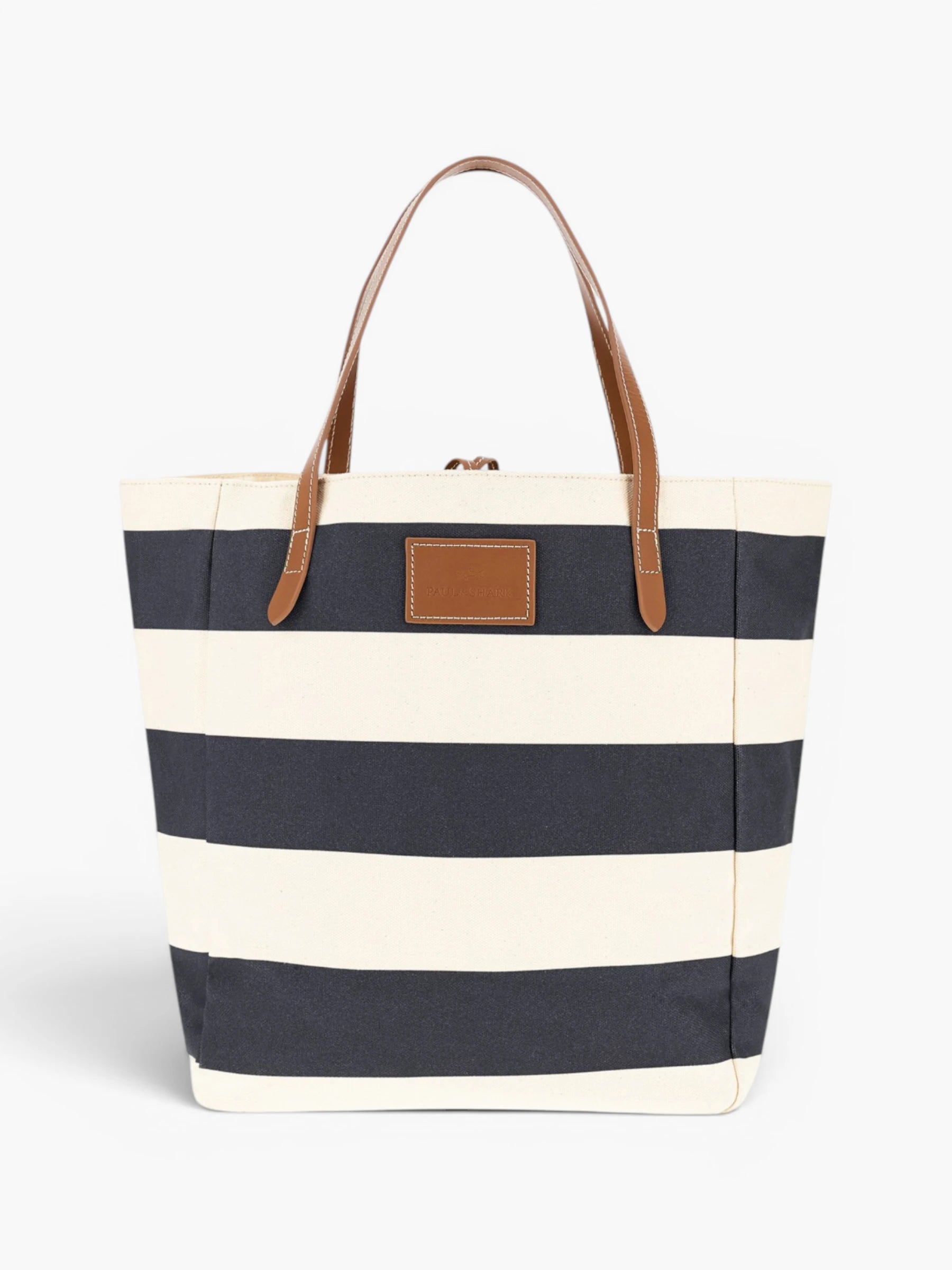 Leather Badge Canvas Striped Bag Sea 26418101 H21 - creme \ blauw gestreept