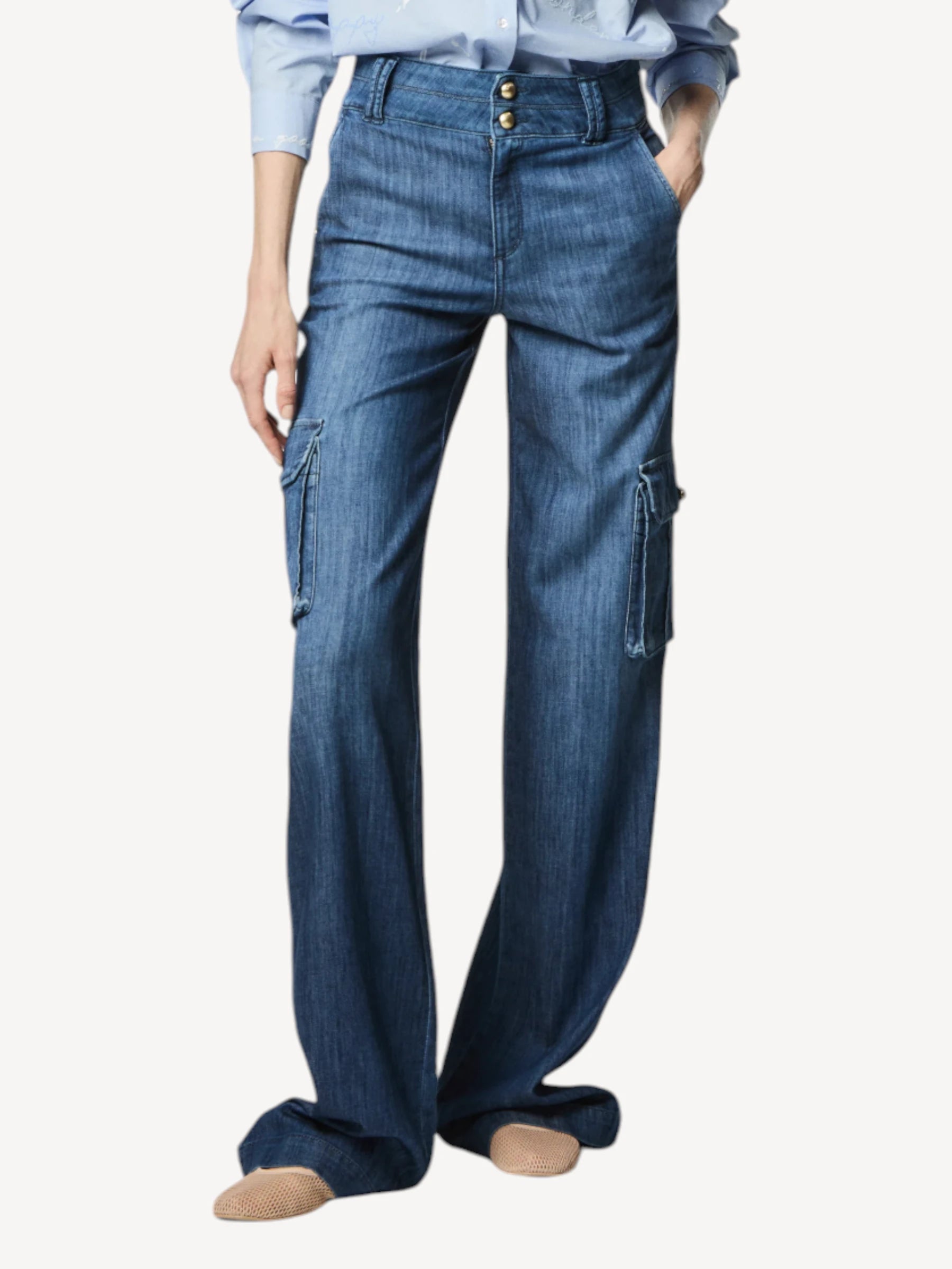 Salvo Cargo Denim Pants - Blauw