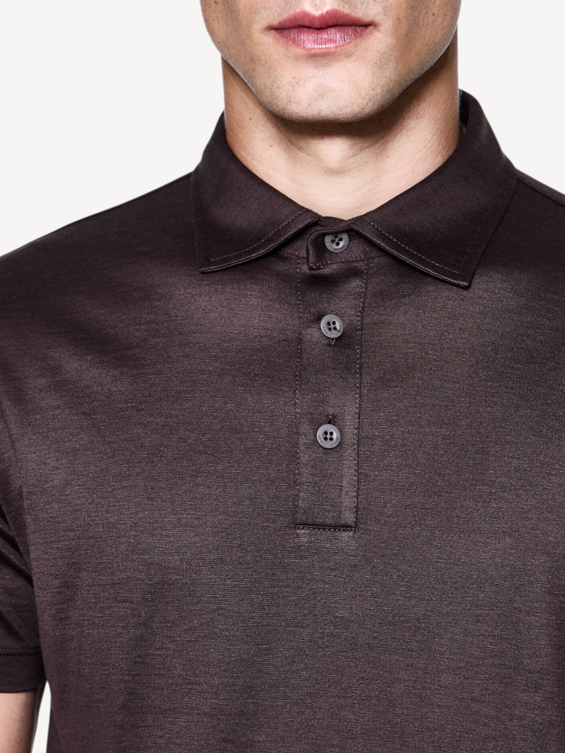 Cotton/Silk Jersey Polo - Dark Brown