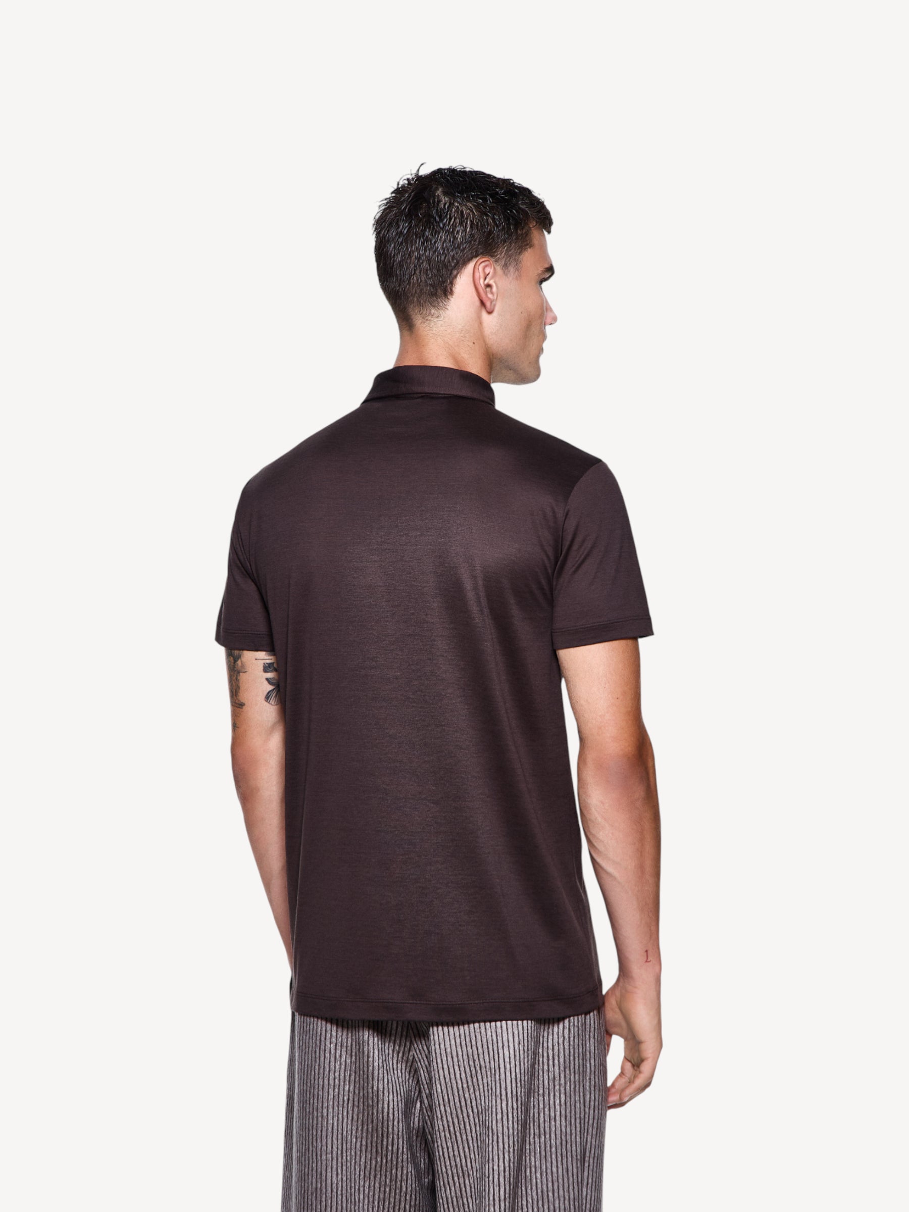 Cotton/Silk Jersey Polo - Dark Brown