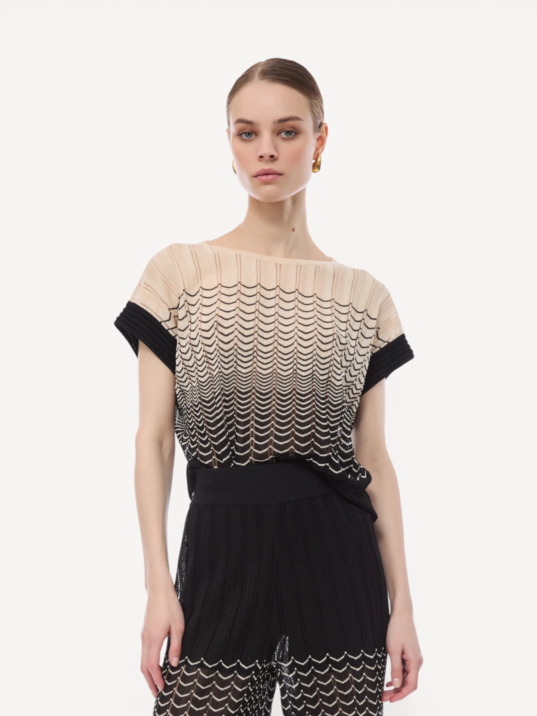 Micol Top - Zwart/Beige