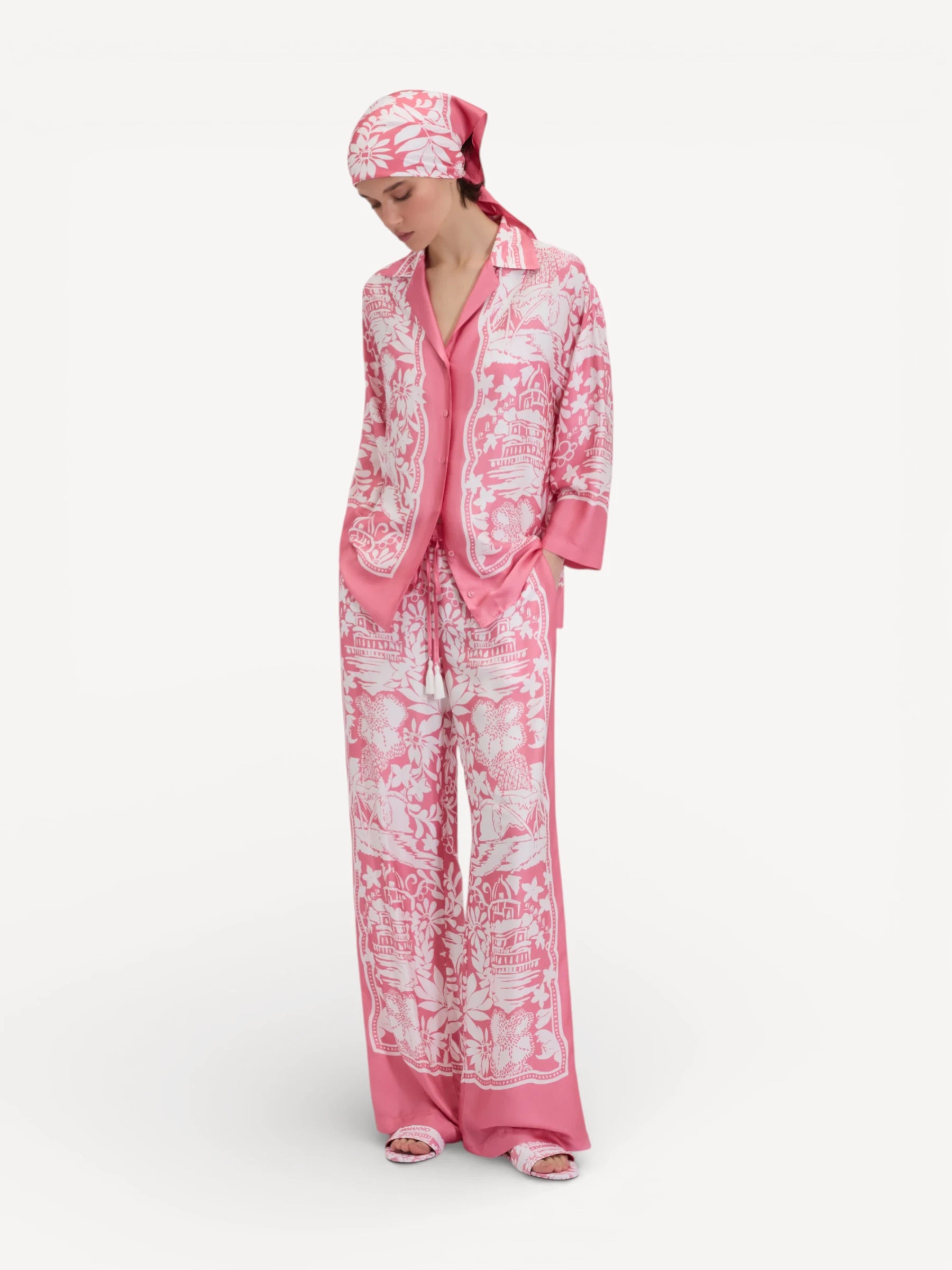 Tropical Print Pants - Bubble Pink