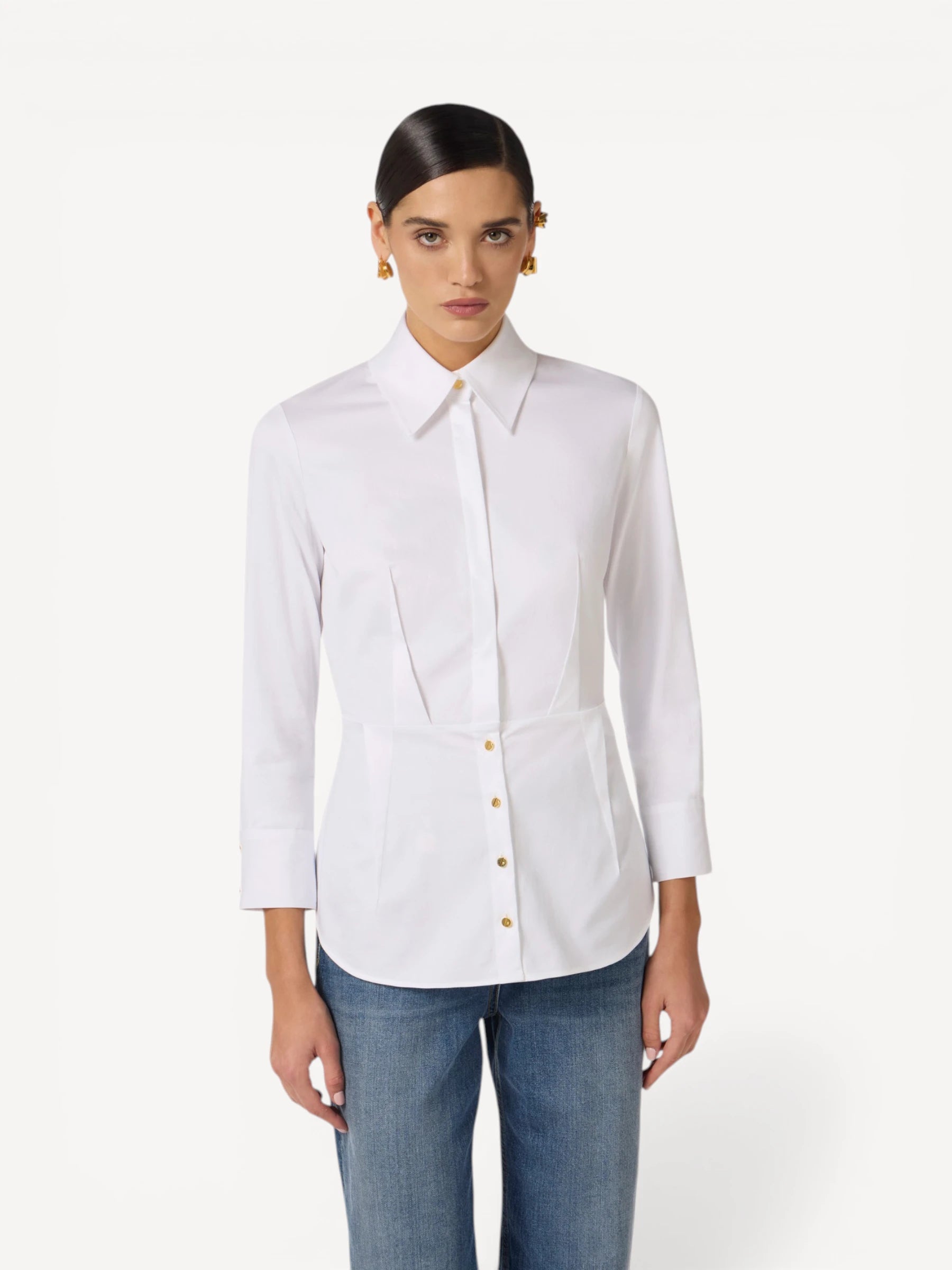 Stretch Cotton Shirt - Wit