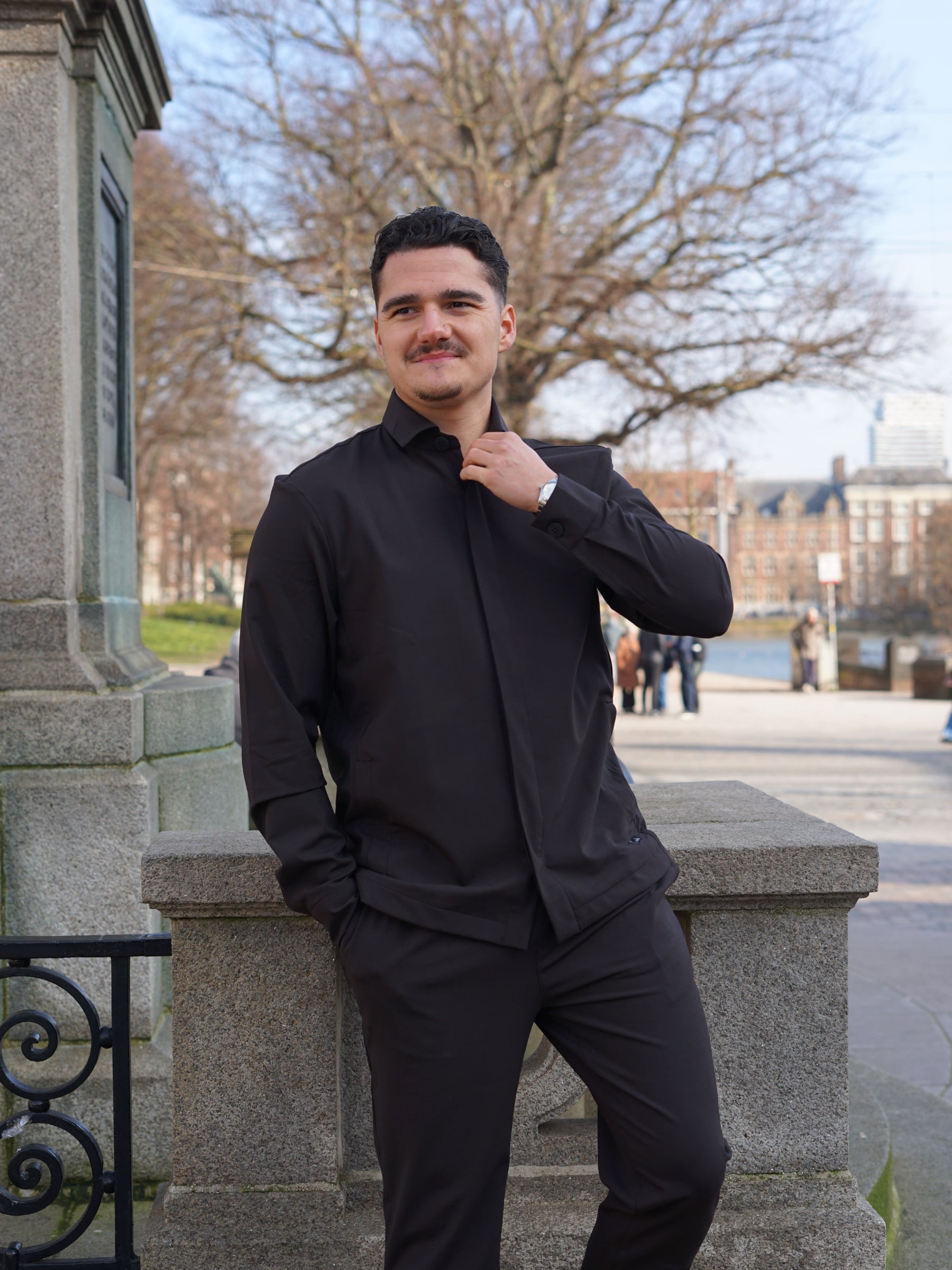 Morrison Wool/Stretch Overshirt - Dark Brown