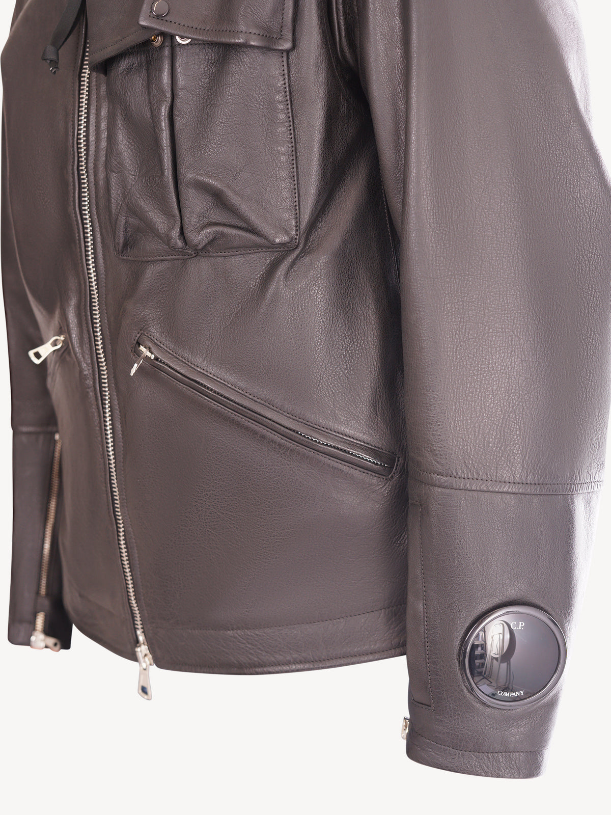 C.P Company La Mille Leather Jacket - Zwart