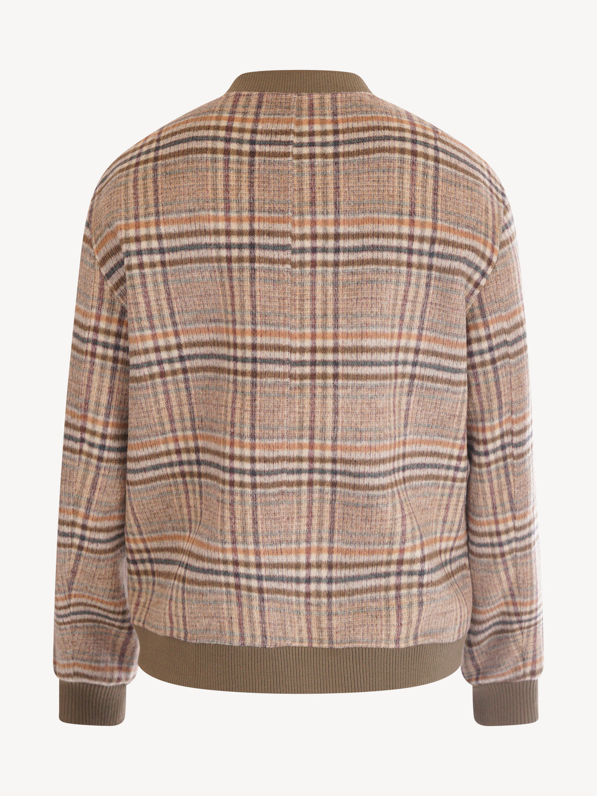 Amaránto Geruit Bomber jack in Wol en Cashmere - Beige groen geruit