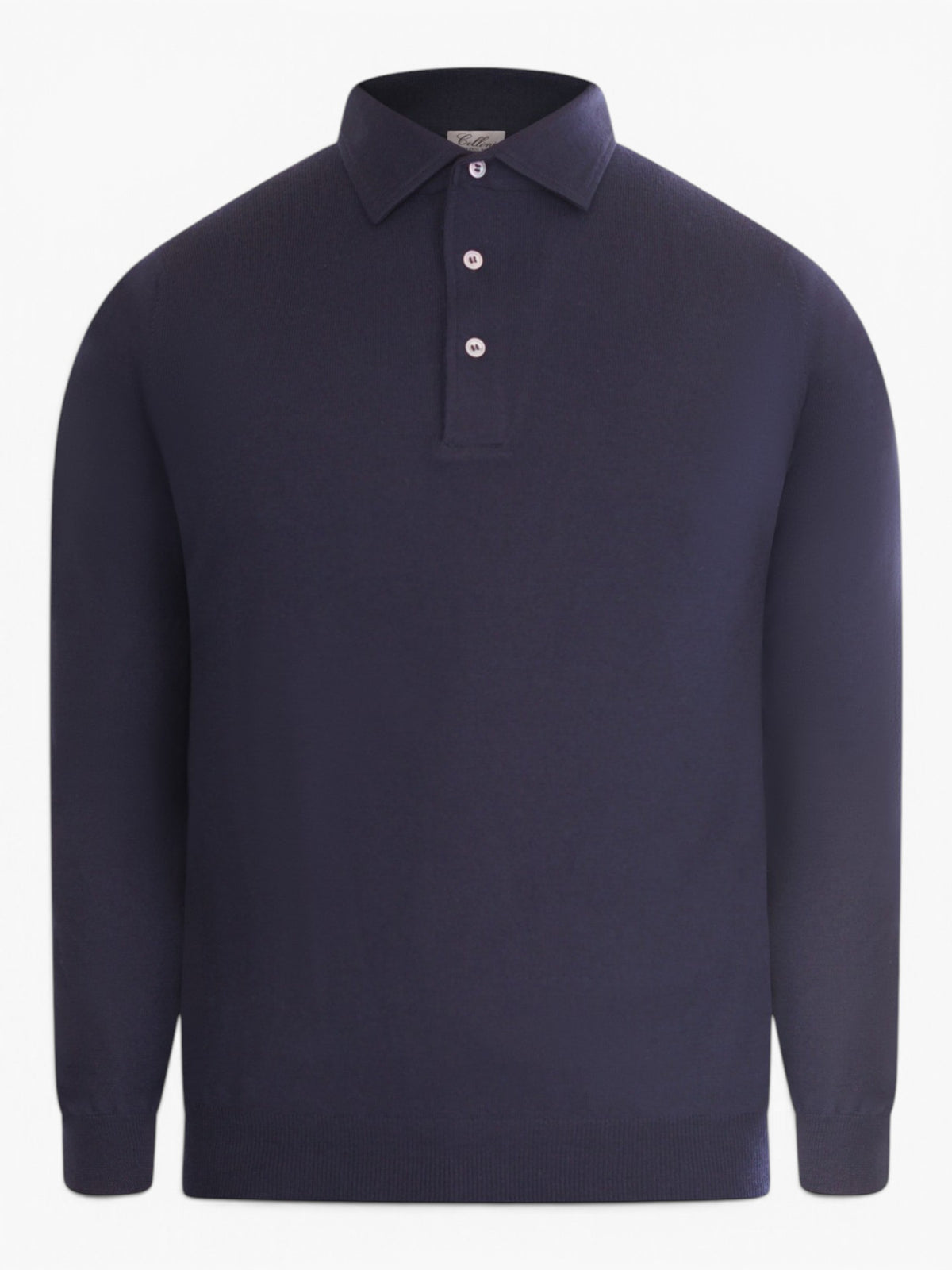Cellini Knitted Polo long sleeve - Donkerblauw