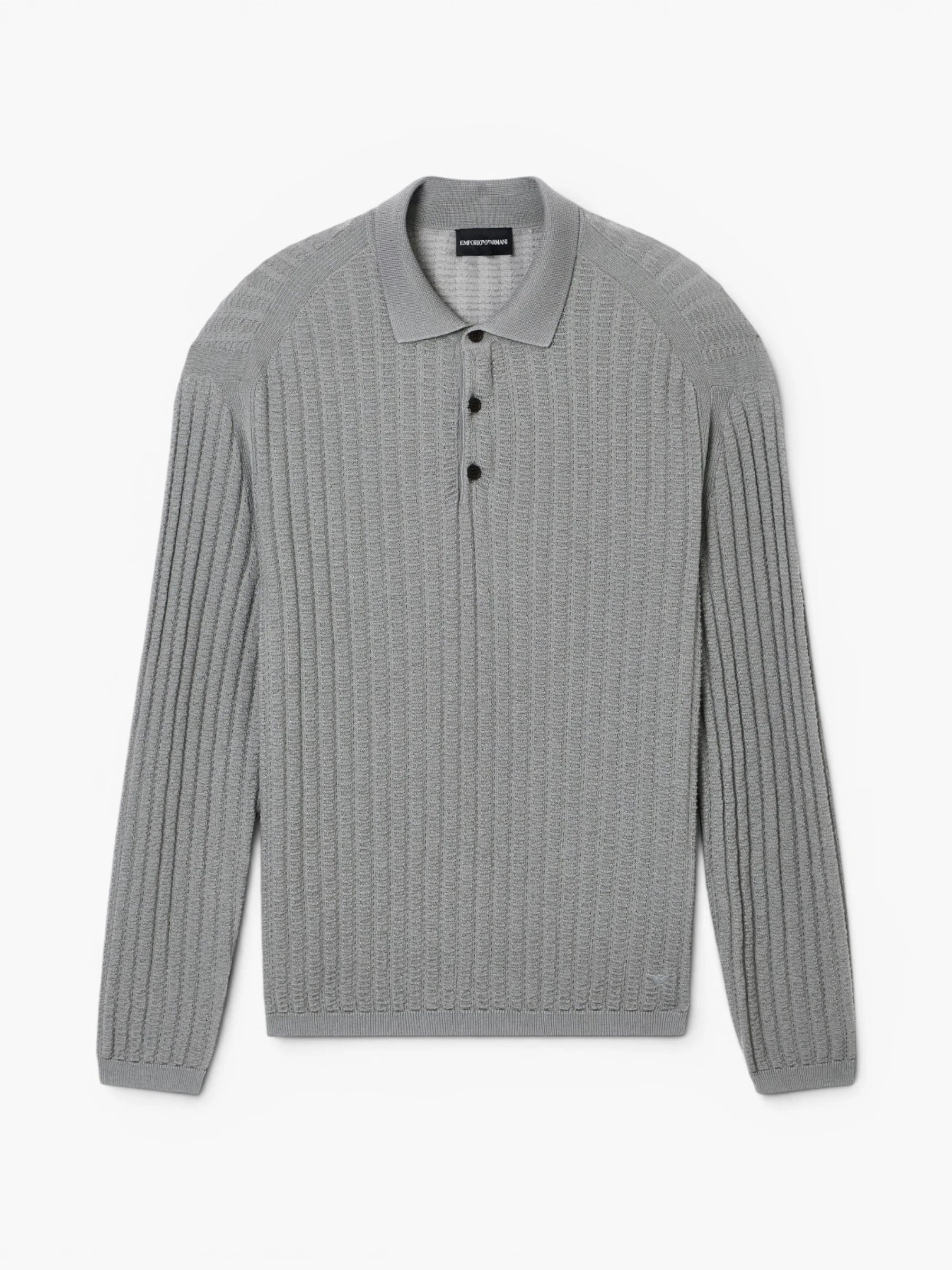 Wool and Lyocell-blend polo collar jumper - Neutral Gray